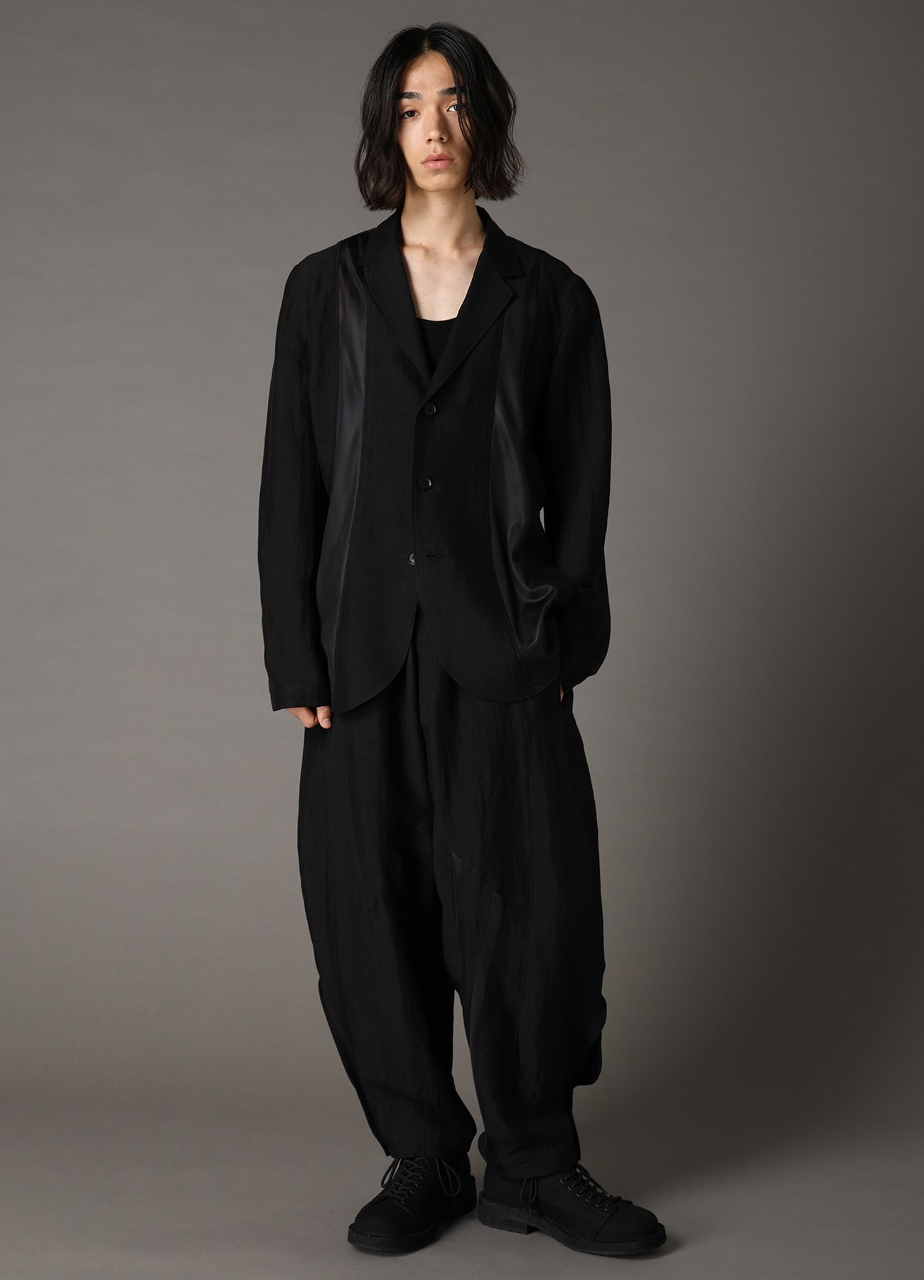 CUPRO/LINEN GABARDINE PANEL JACKET