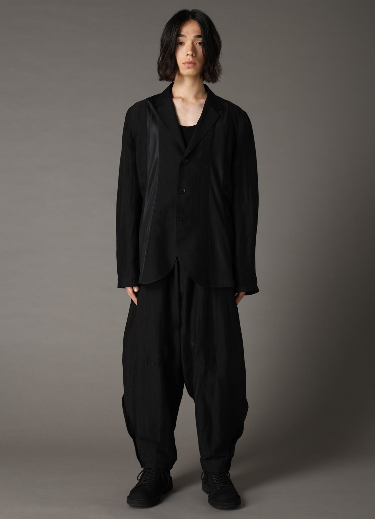 CUPRO/LINEN GABARDINE PANEL JACKET