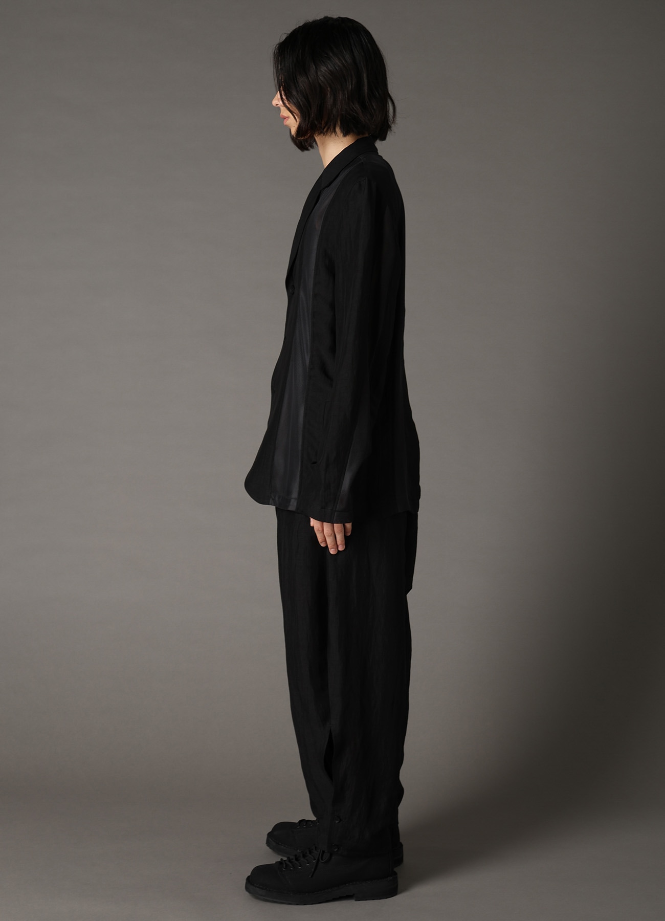 CUPRO/LINEN GABARDINE PANEL JACKET