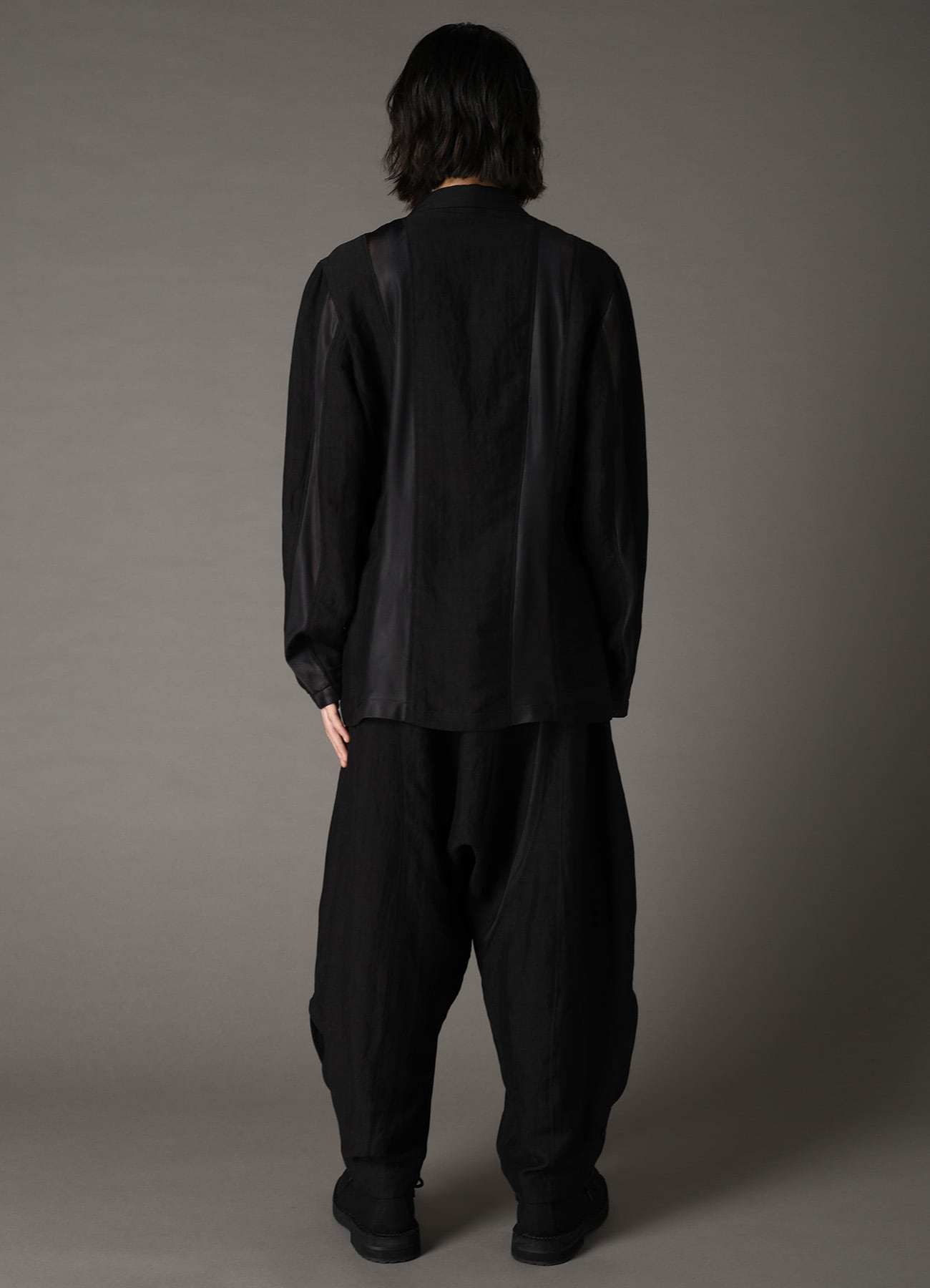 CUPRO/LINEN GABARDINE PANEL JACKET