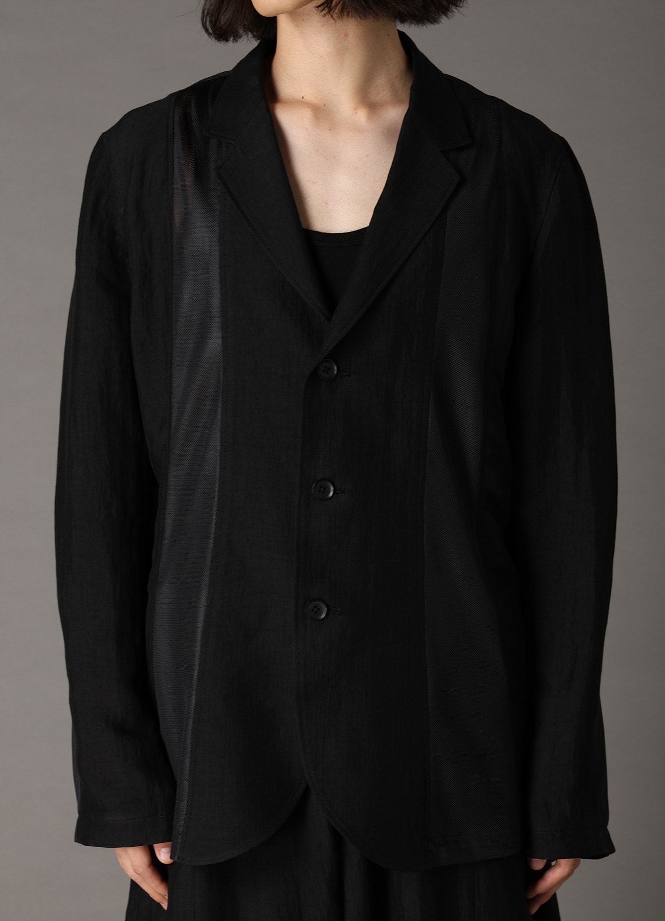 CUPRO/LINEN GABARDINE PANEL JACKET