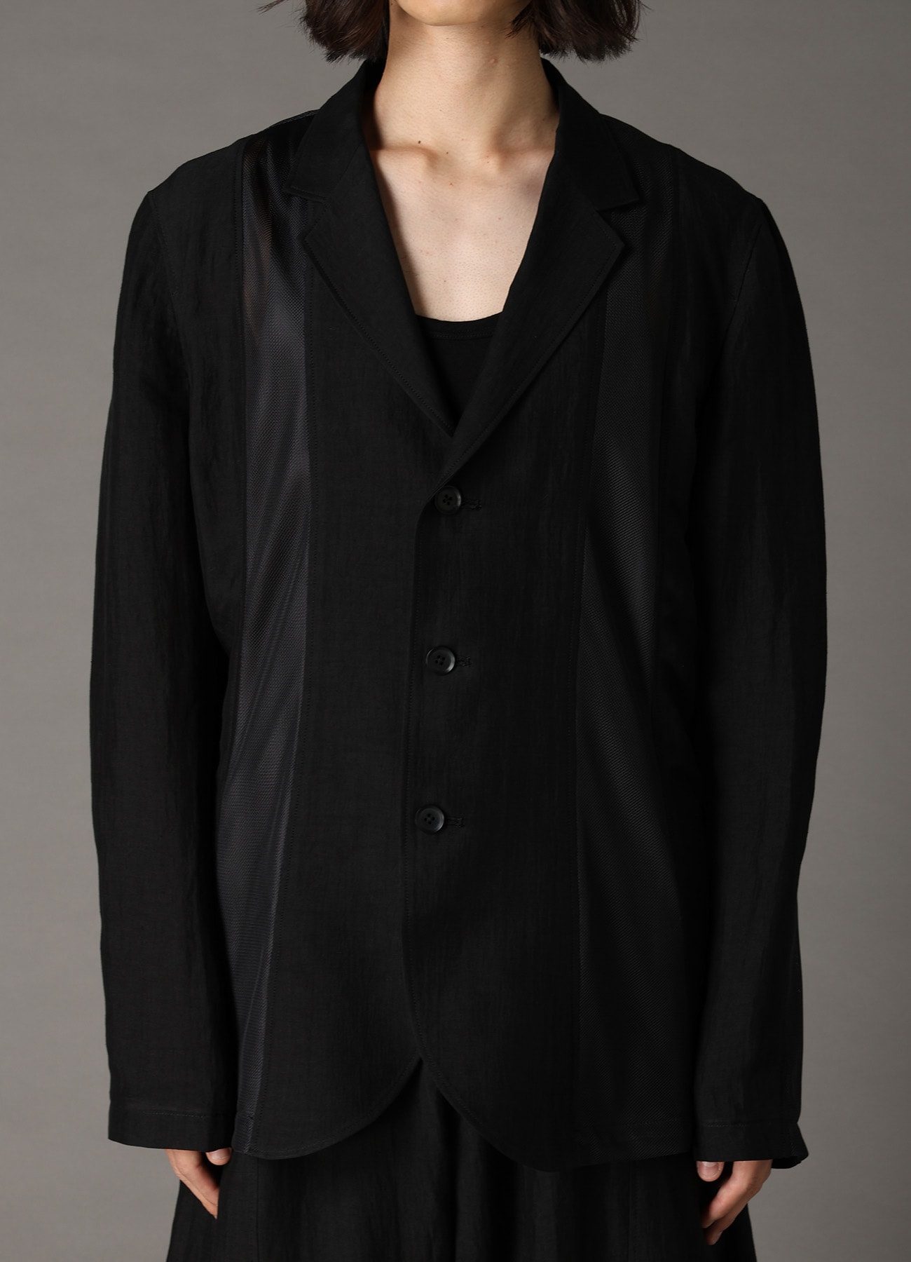 CUPRO/LINEN GABARDINE PANEL JACKET