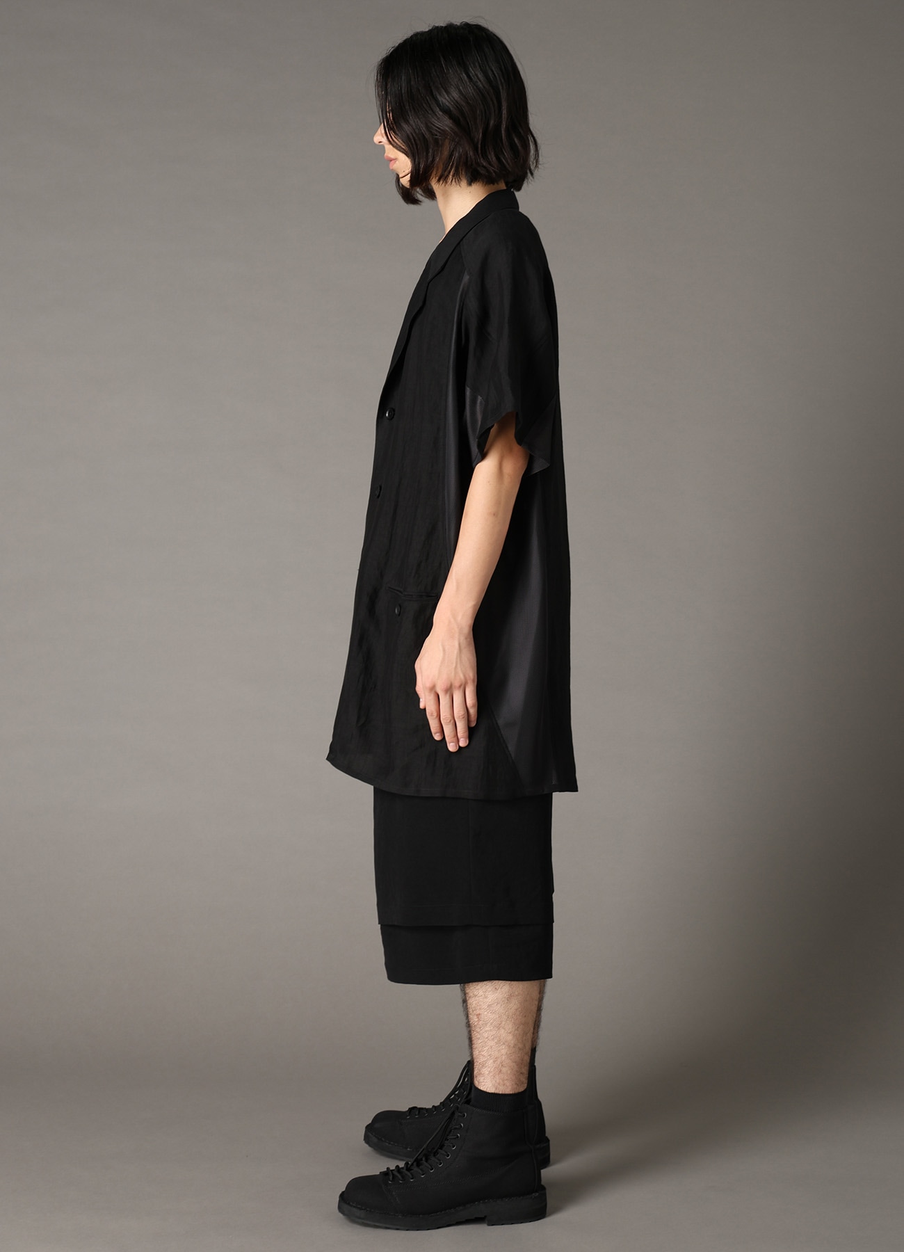 CUPRO/LINEN GABARDINE SHORT SLEEVE SHIRT JACKET