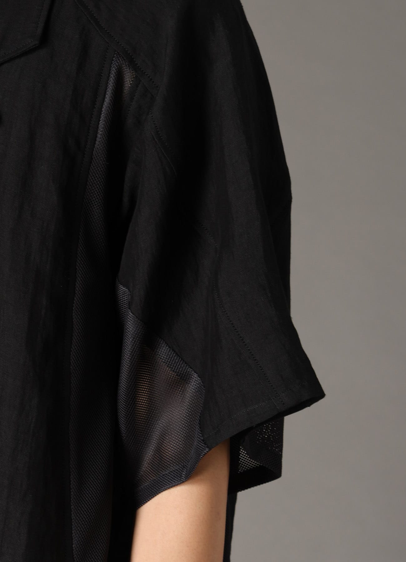 CUPRO/LINEN GABARDINE SHORT SLEEVE SHIRT JACKET