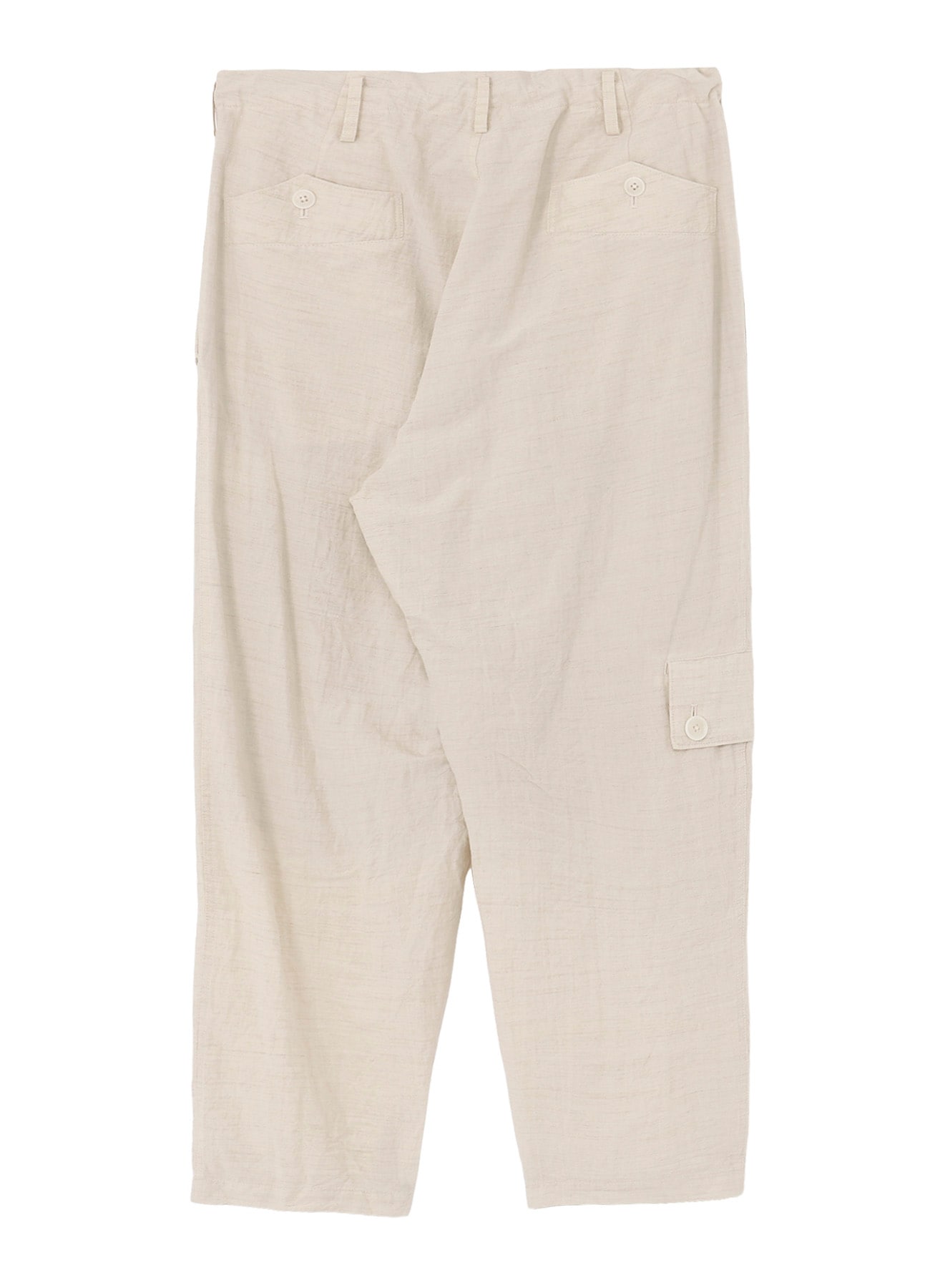 COTTON WOOL FLAX BROAD POCKET SLIM PANTS