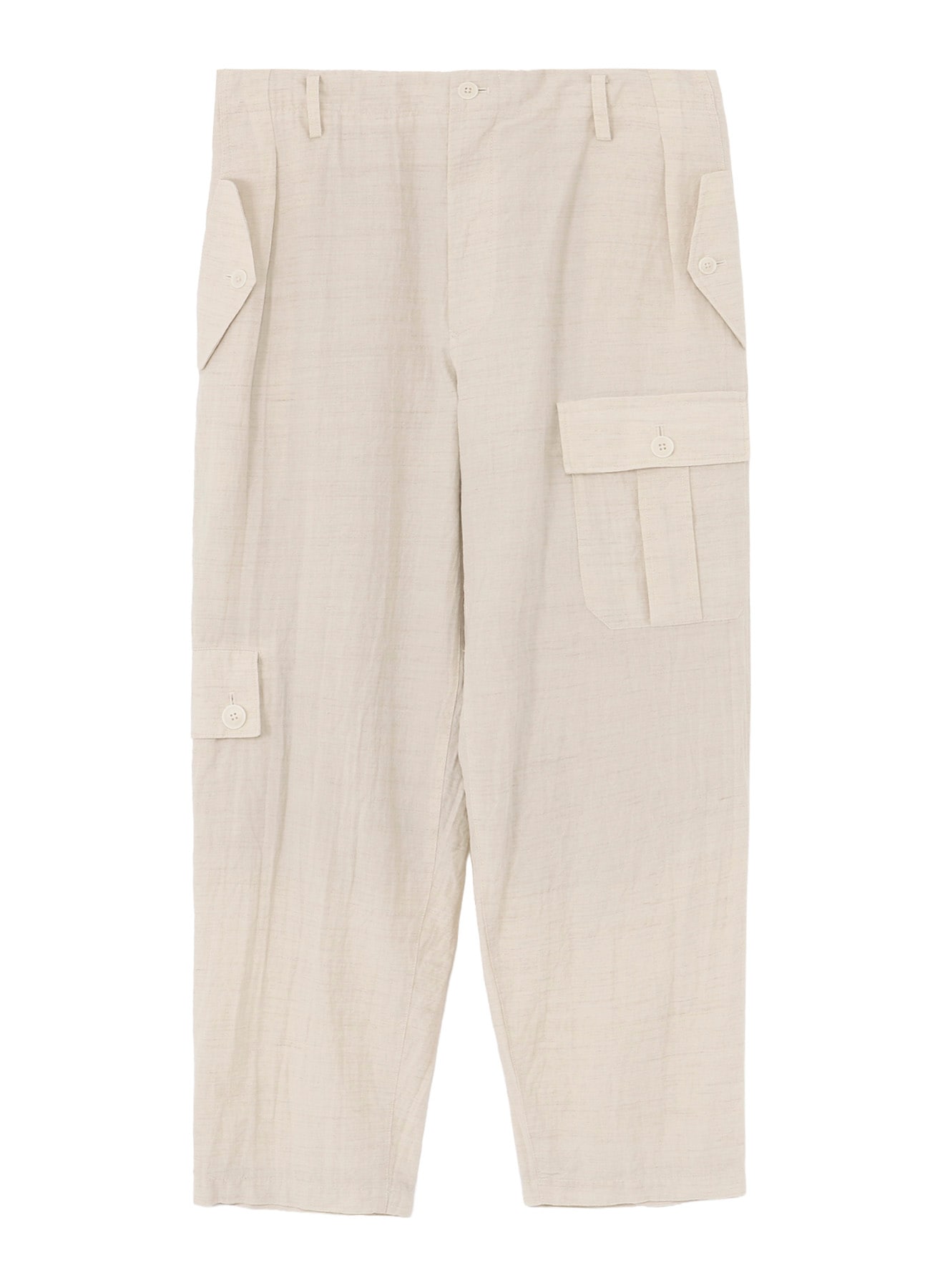 COTTON WOOL FLAX BROAD POCKET SLIM PANTS