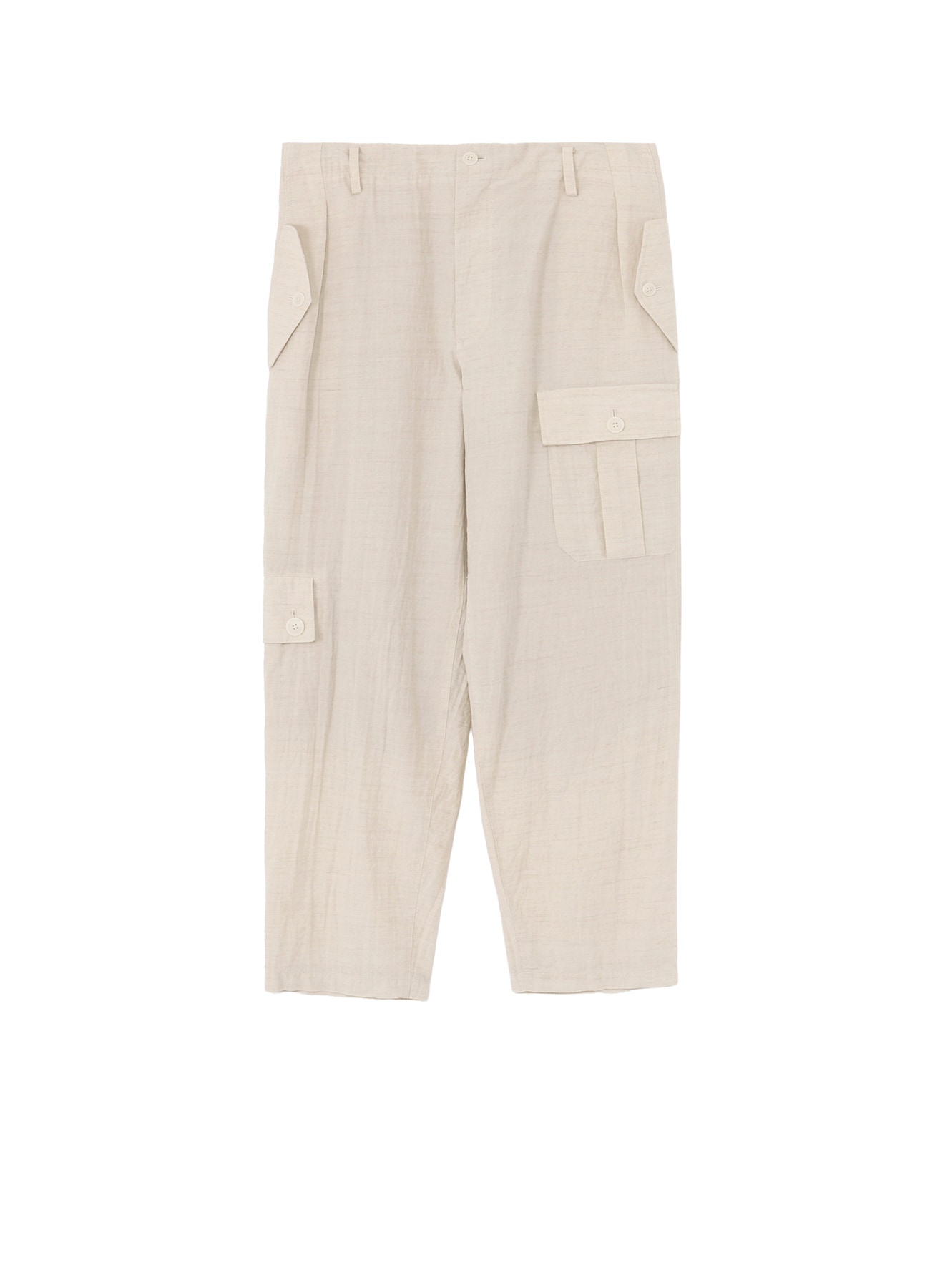 COTTON WOOL FLAX BROAD POCKET SLIM PANTS