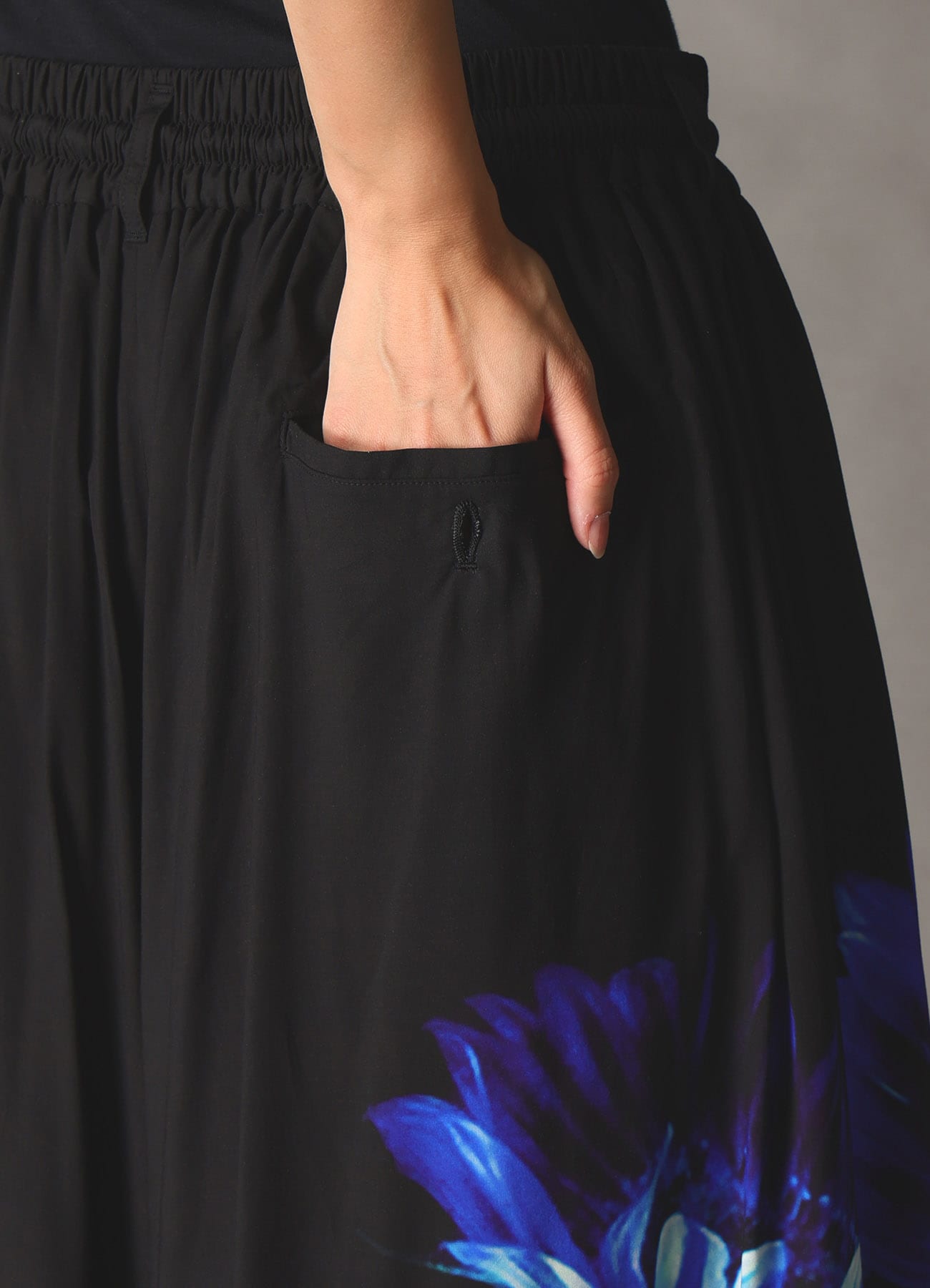 BLUE FLOWER PRINT CULOTTE PANTS