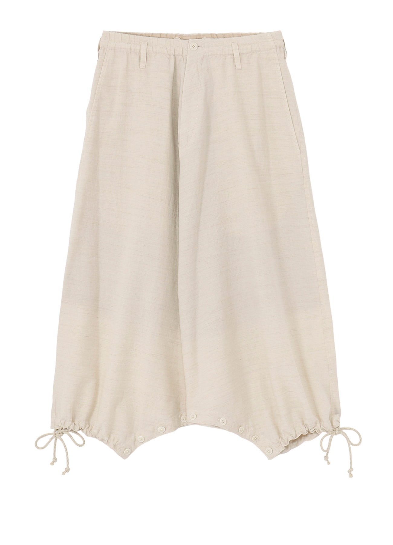 COTTON WOOL FLAX BROAD INSEAM BUTTON SAROUEL PANTS