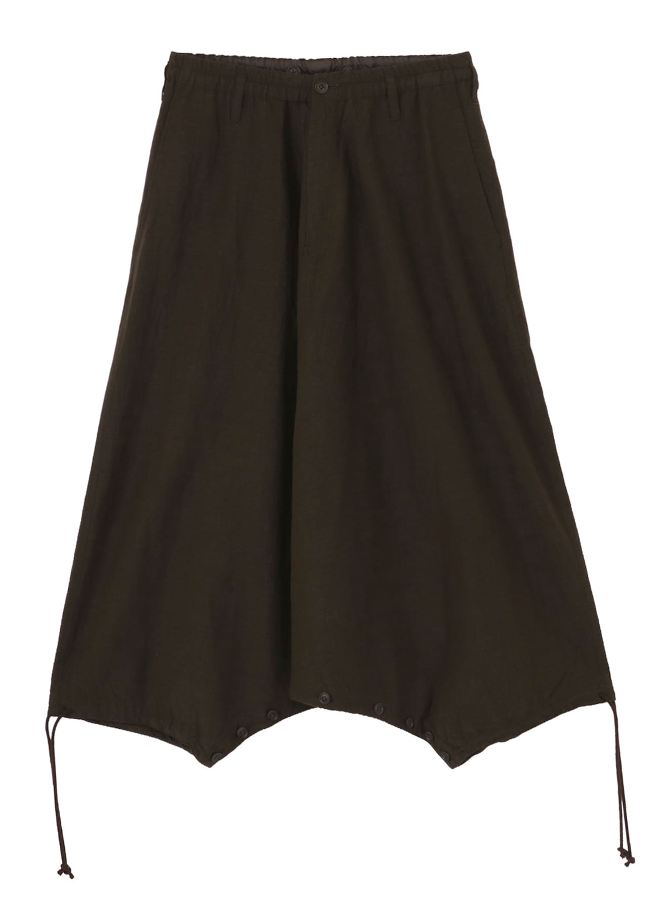 COTTON WOOL FLAX BROAD INSEAM BUTTON SAROUEL PANTS