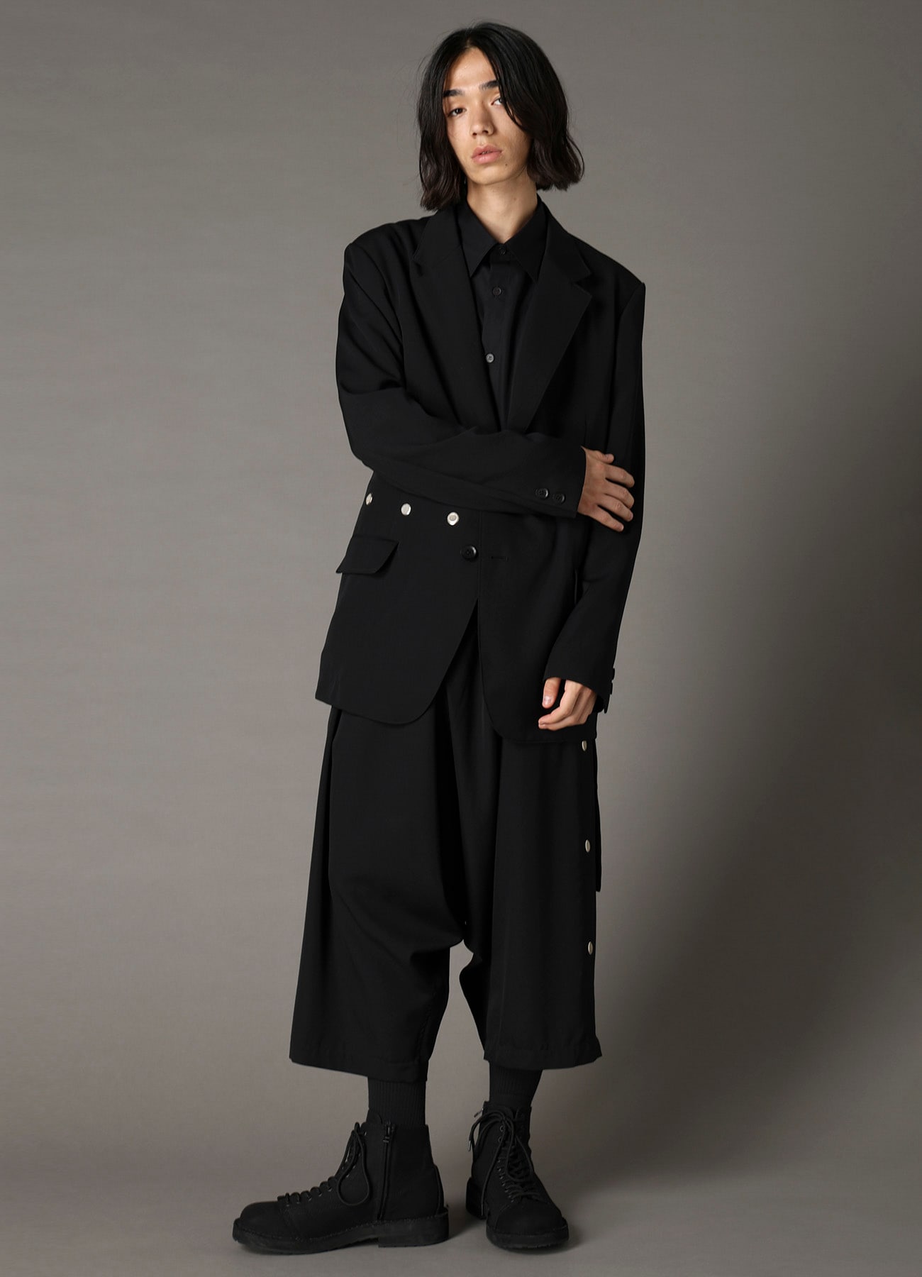 WOOL GABARDINE SAROUEL PANTS WITH EYELETS