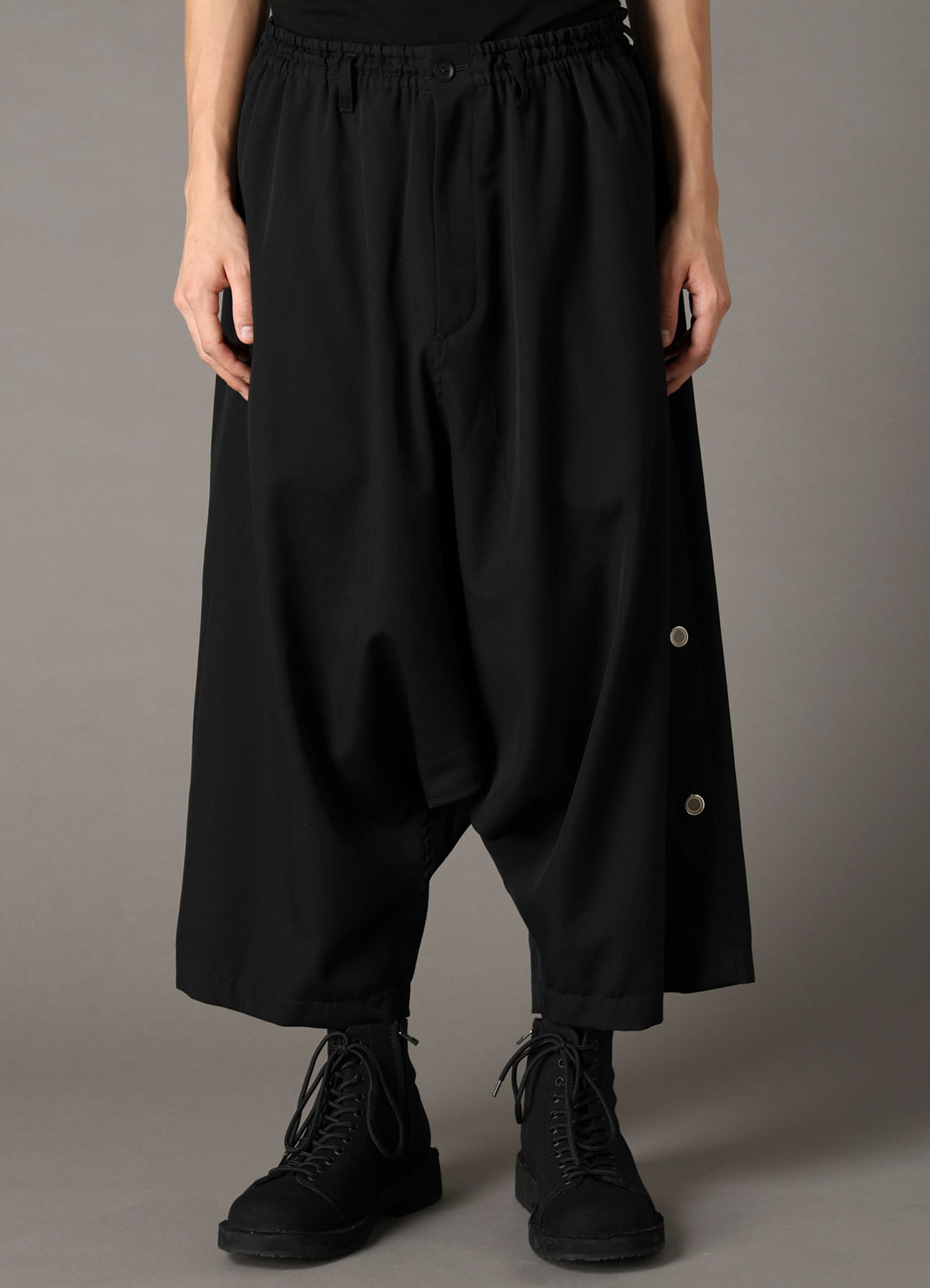 WOOL GABARDINE SAROUEL PANTS WITH EYELETS
