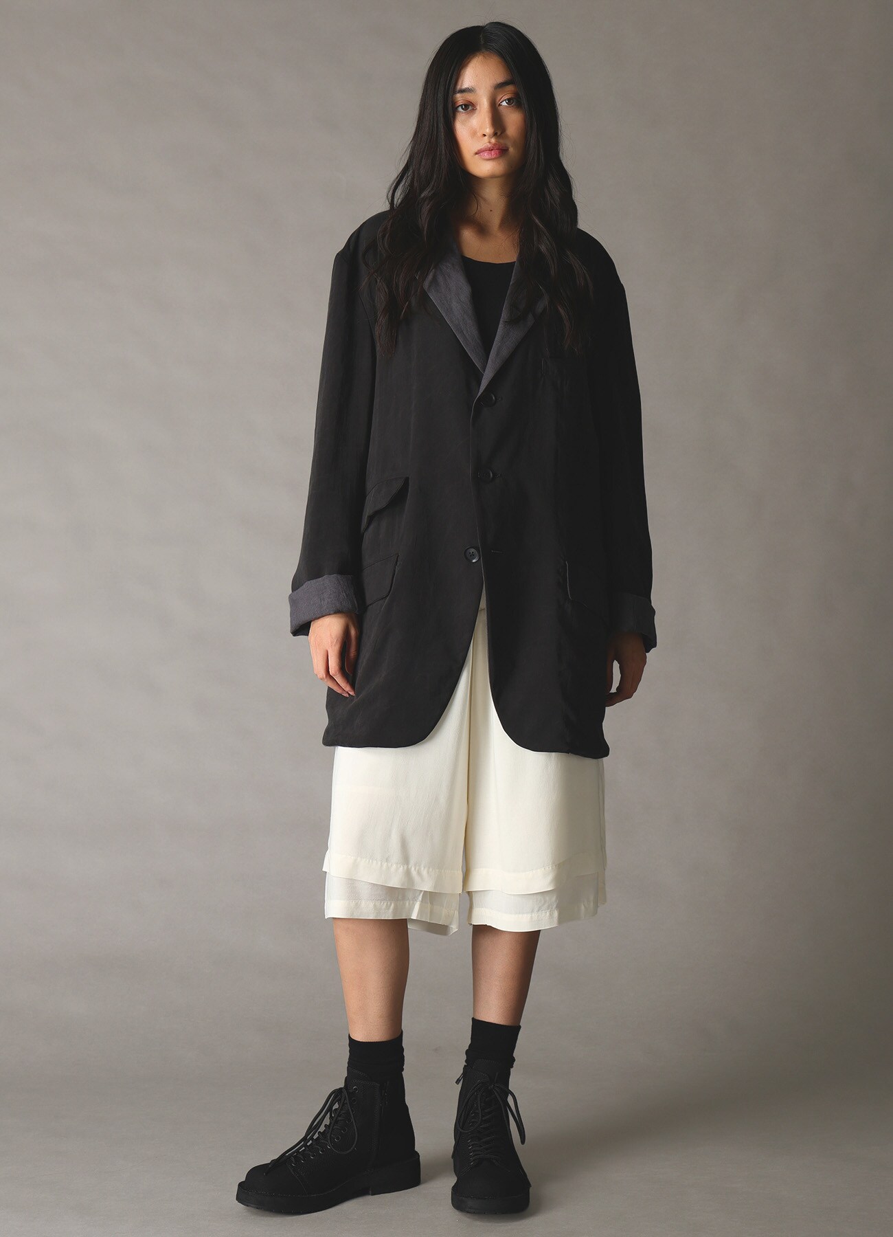 SPUN LAWN DOUBLE LAYER HALF PANTS