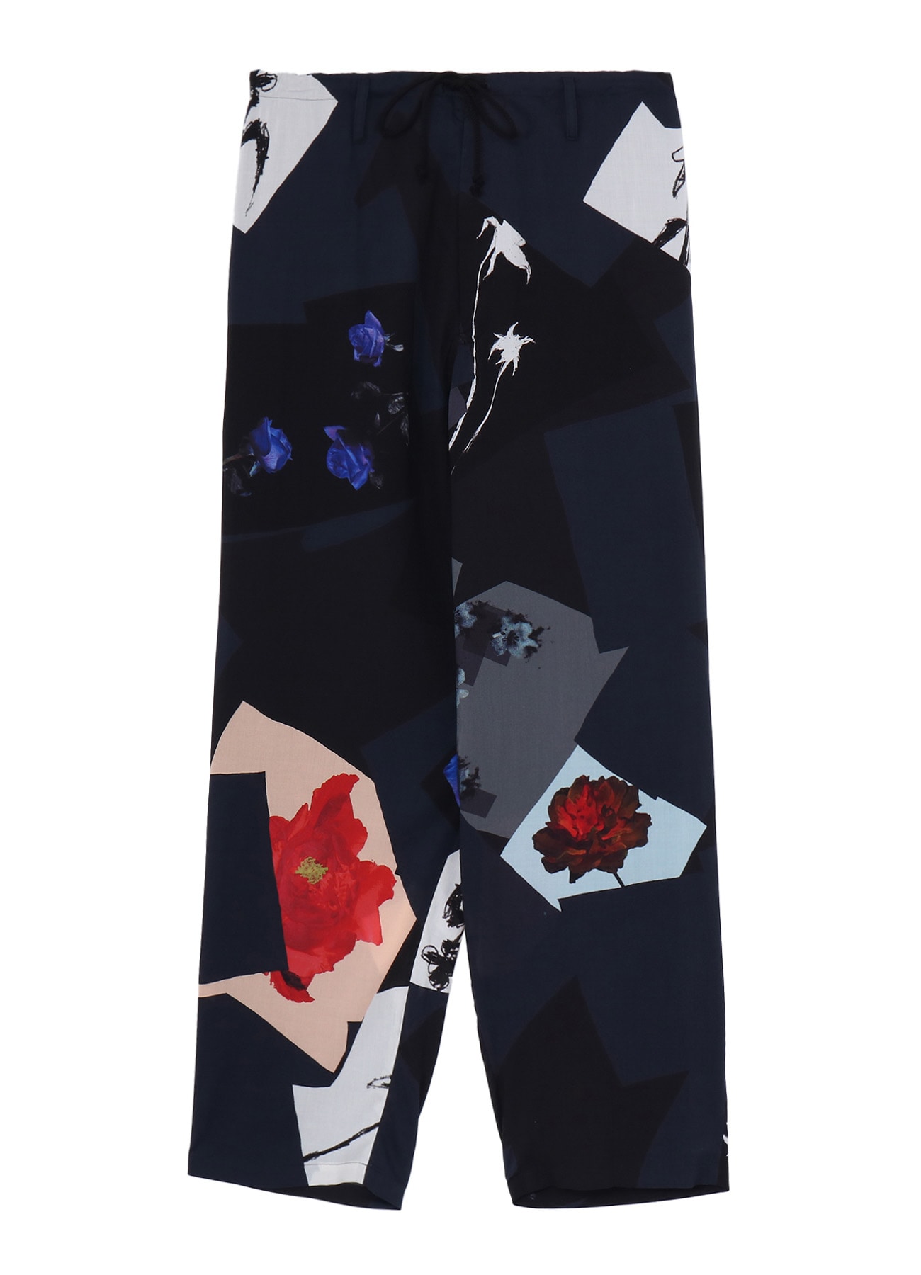 FLORAL PATCHWORK PRINT DRAWSTRING WAIST PANTS