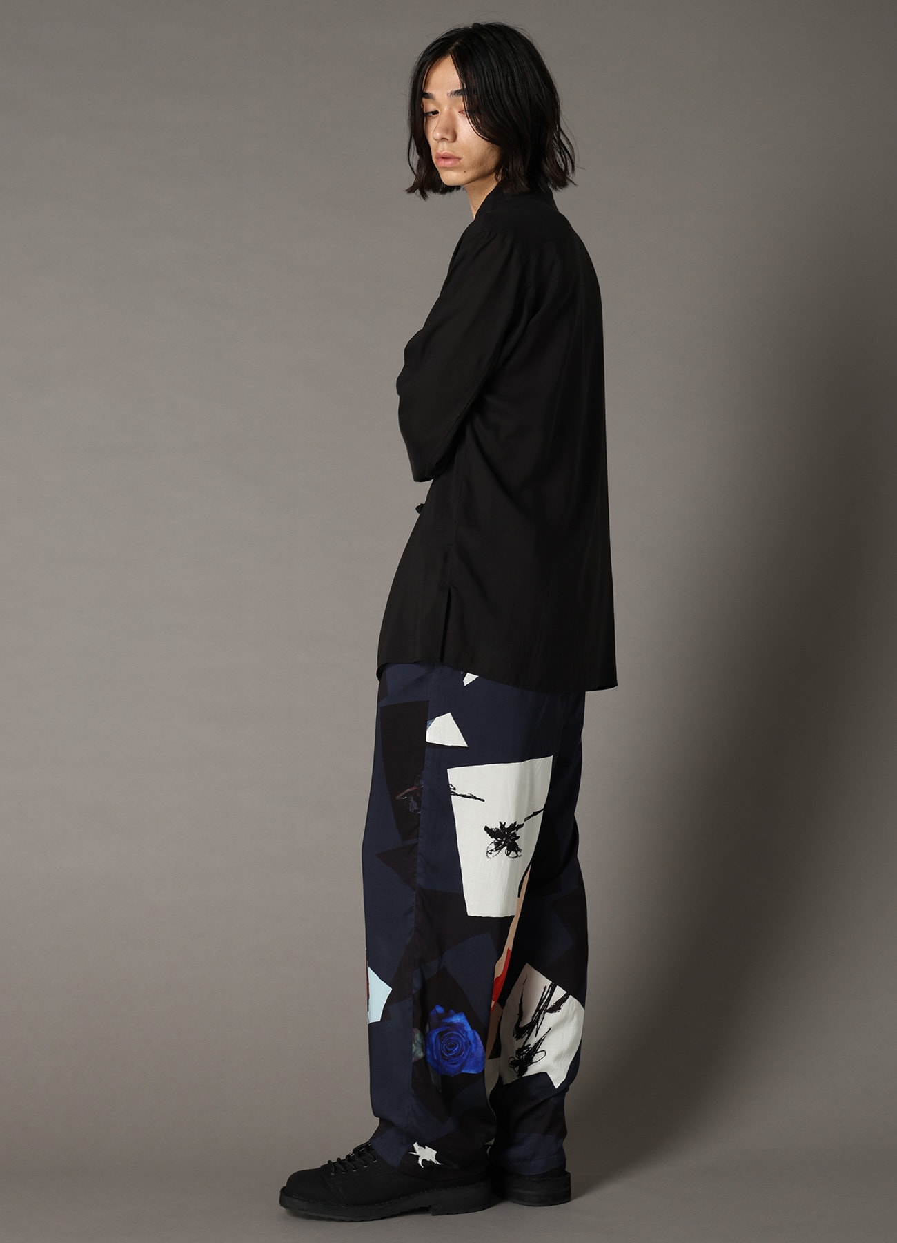 FLORAL PATCHWORK PRINT DRAWSTRING WAIST PANTS