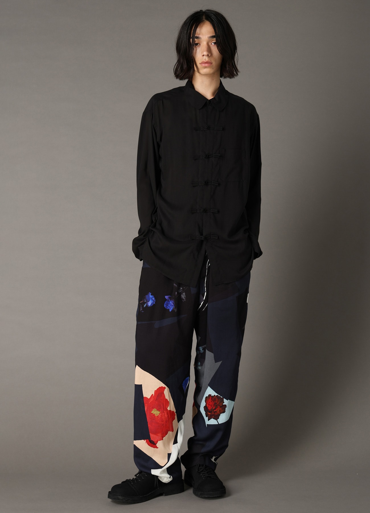 FLORAL PATCHWORK PRINT DRAWSTRING WAIST PANTS
