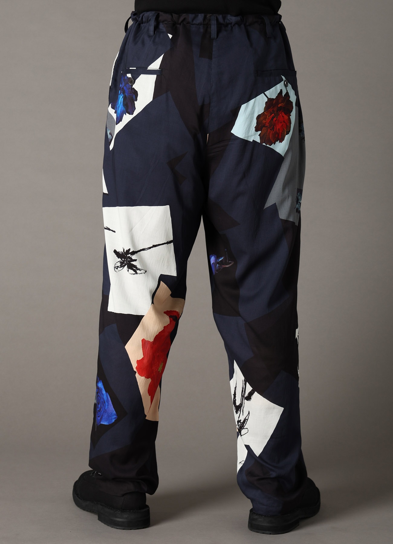 FLORAL PATCHWORK PRINT DRAWSTRING WAIST PANTS