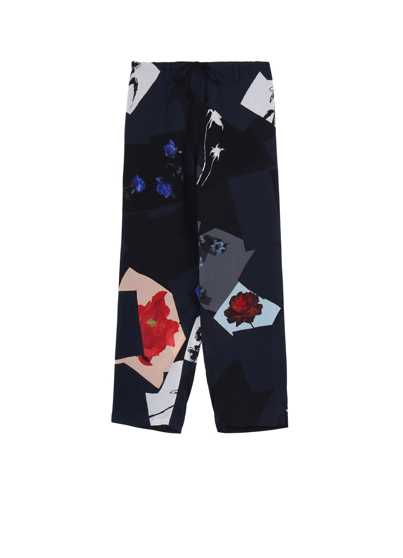FLORAL PATCHWORK PRINT DRAWSTRING WAIST PANTS