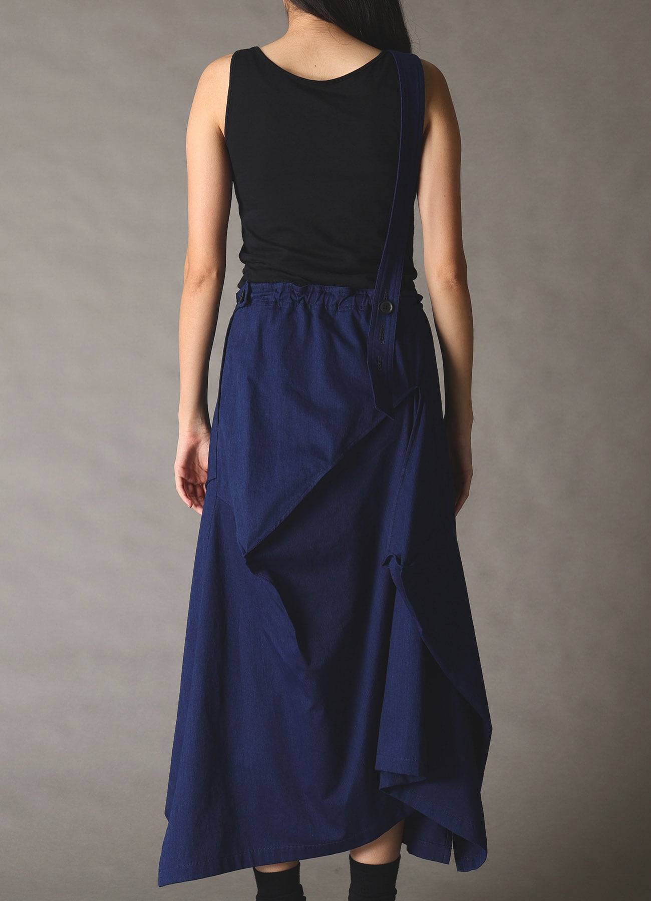 COTTON INDIGO TWILL SQUARE SKIRT