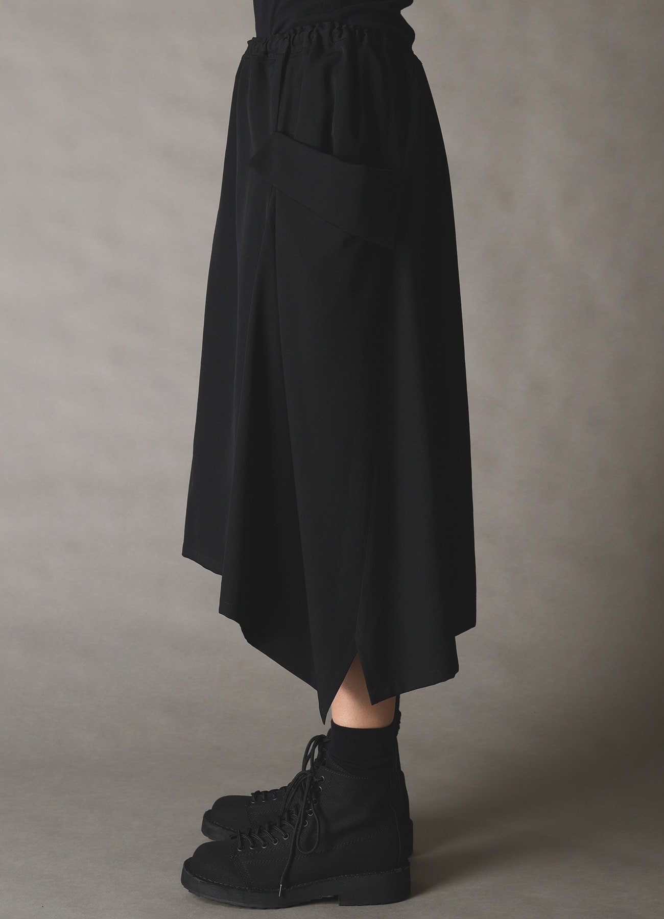WOOL GABARDINE LEFT-DRAPED GATHERED SKIRT