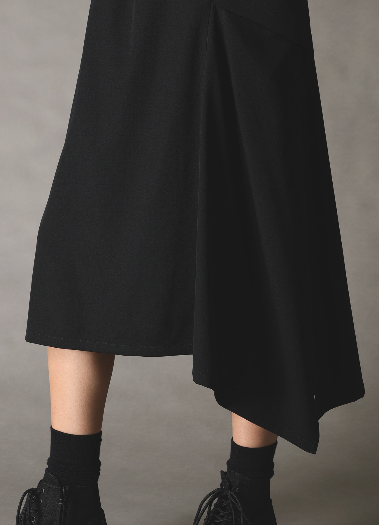 WOOL GABARDINE LEFT-DRAPED GATHERED SKIRT