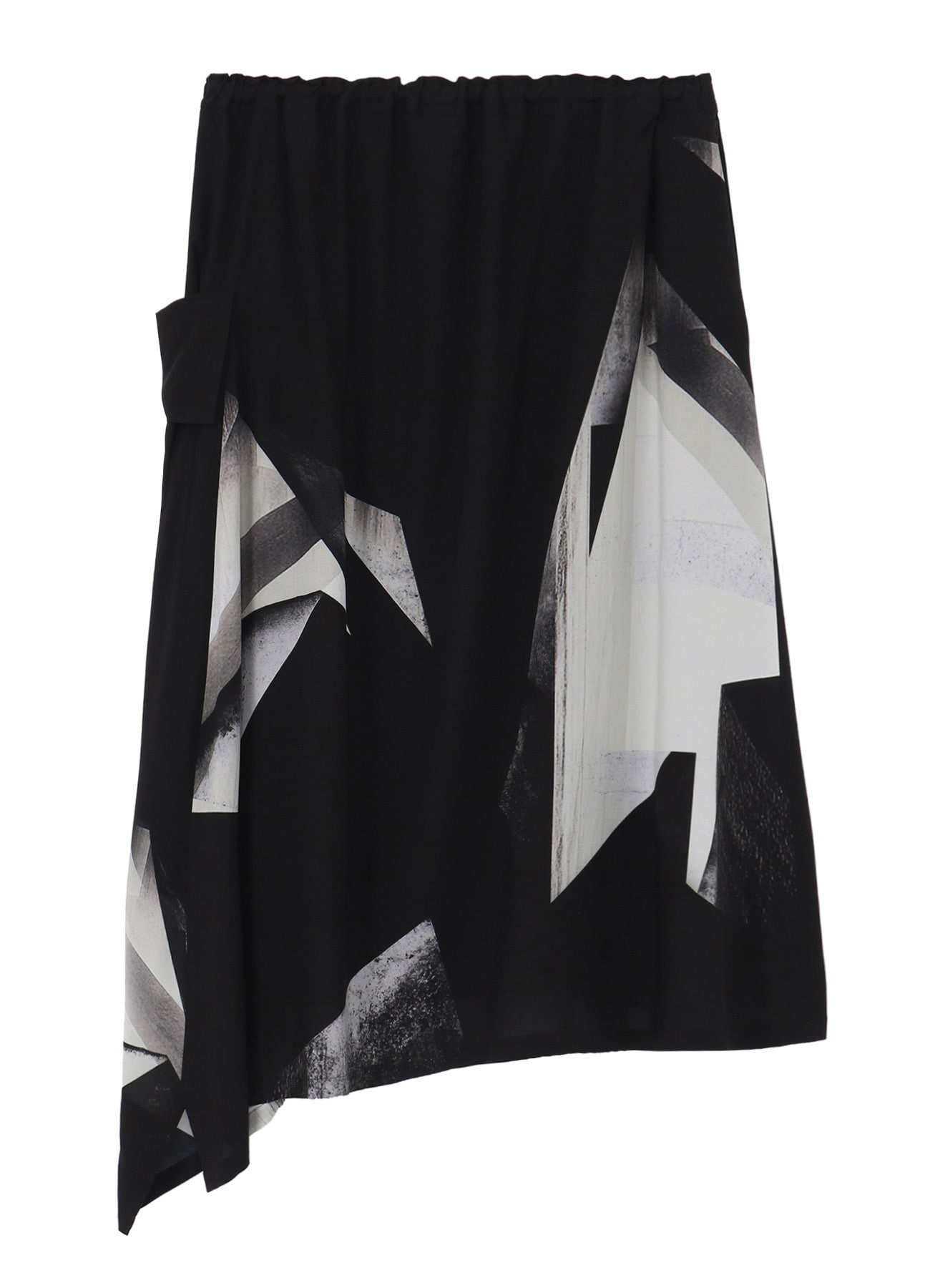 GEOMETRIC PATTERN LEFT DRAPE GATHERED SKIRT