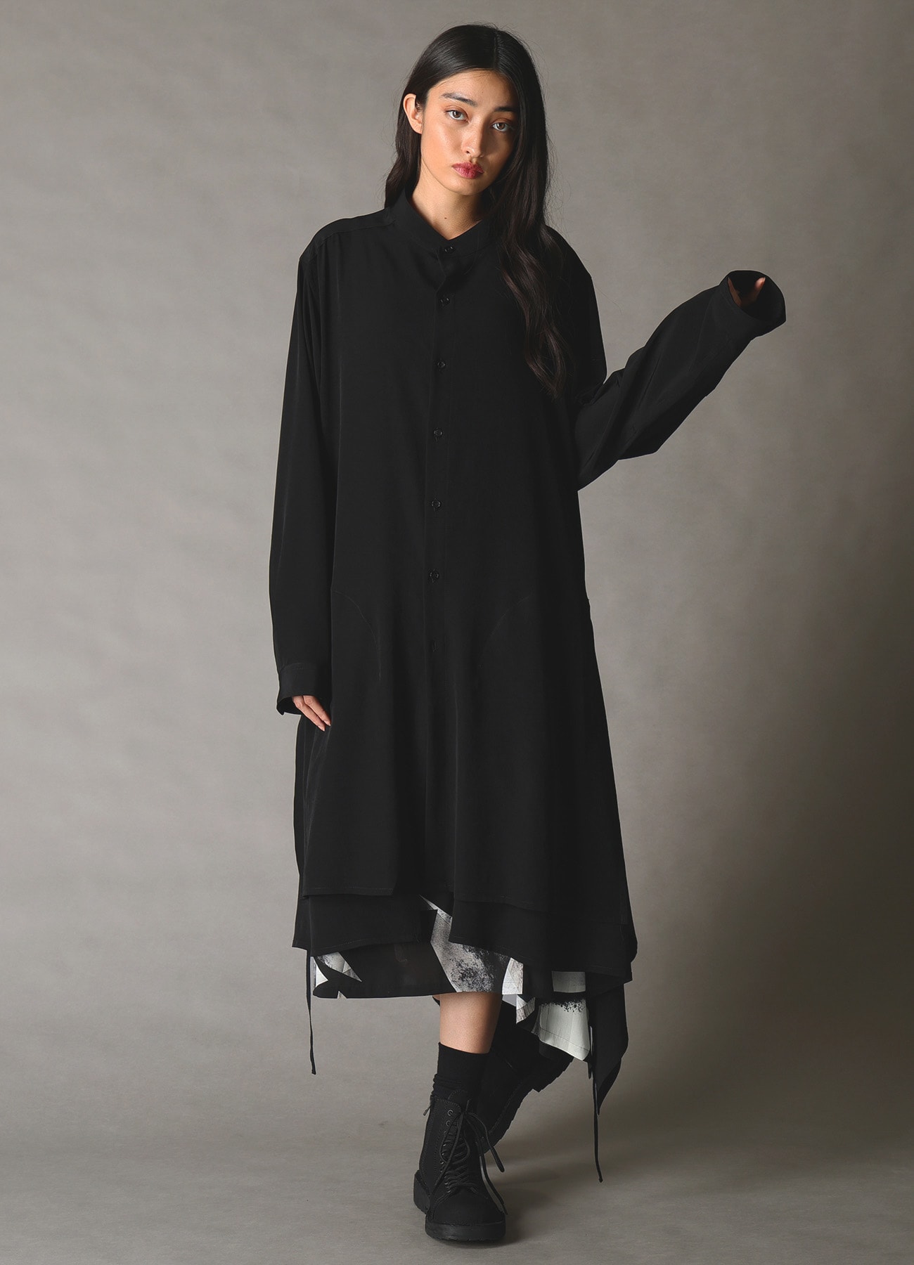 GEOMETRIC PATTERN LEFT DRAPE GATHERED SKIRT