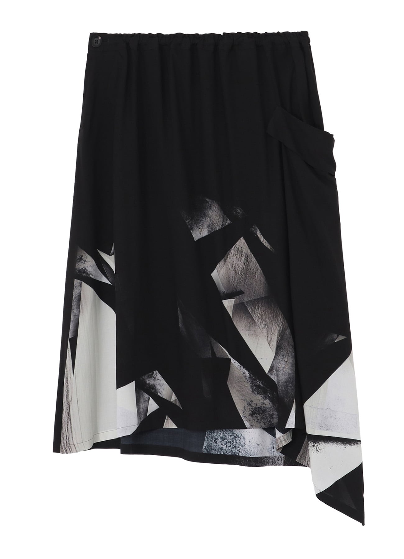 GEOMETRIC PATTERN LEFT DRAPE GATHERED SKIRT