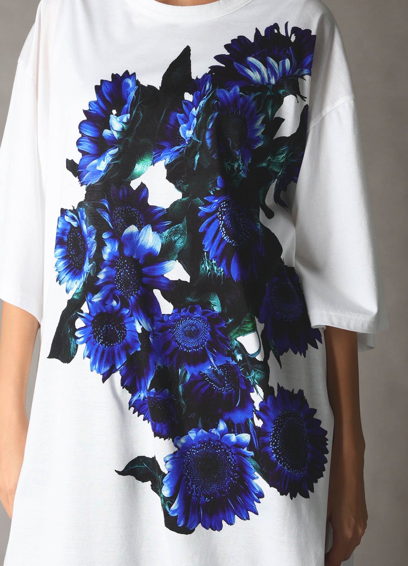 BLUE FLOWER PRINT BIG T-SHIRT