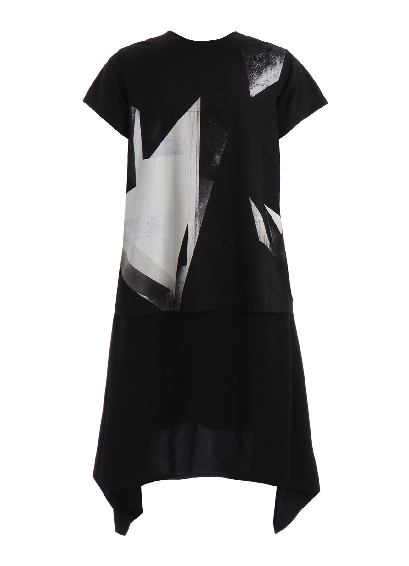 GEOMETRIC CREPE DE CHINE LONG SHIRT LAYERED T