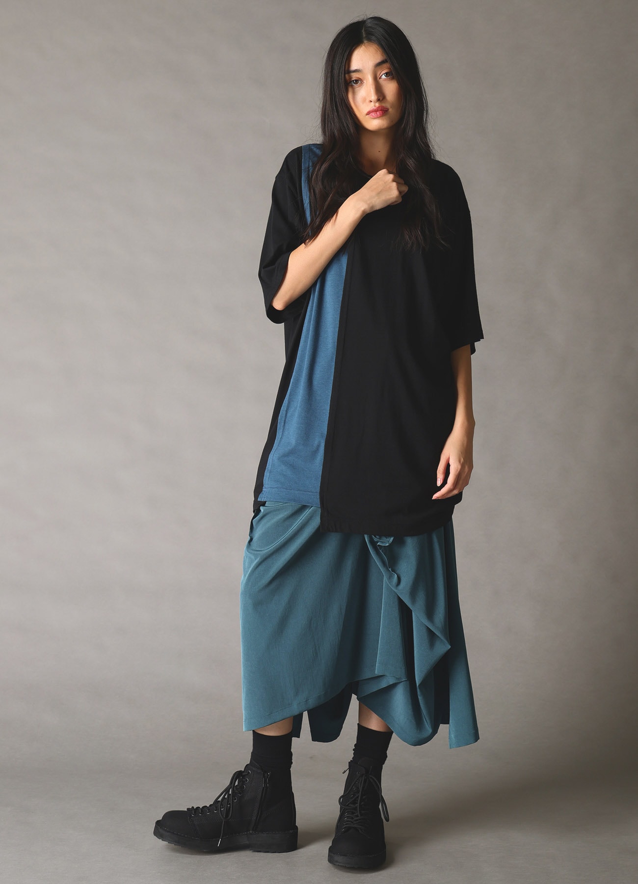 COMBINATION JERSEY SHORT SLEEB T-SHIRT