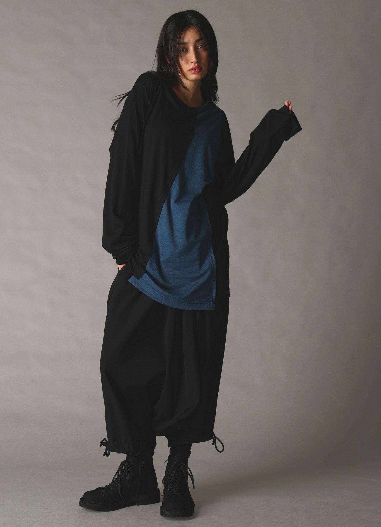 COMBINATION JERSEY LONG SLEEB T-SHIRT