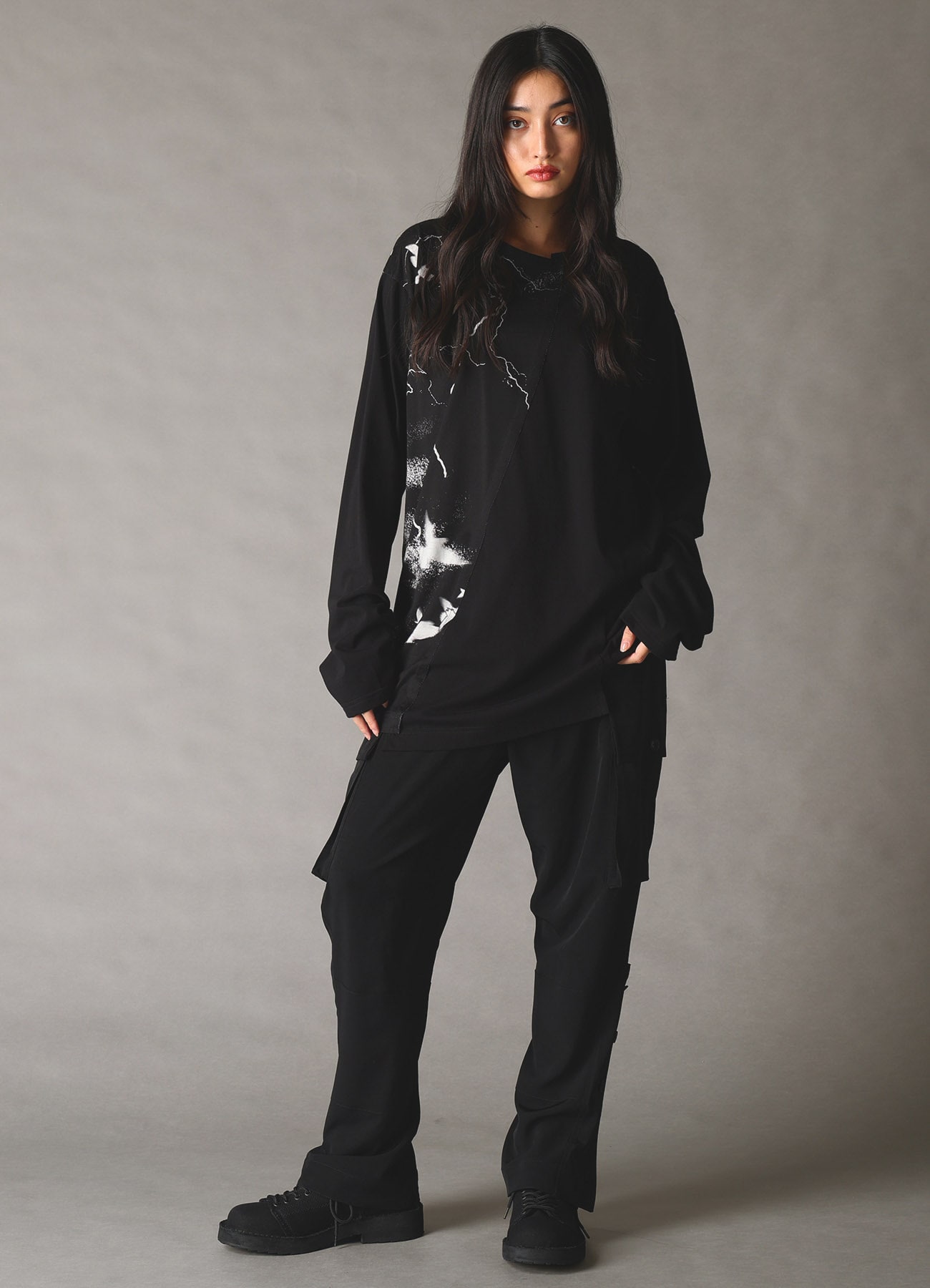 CROW PRINT COTTON JERSEY LONG SLEEVE T