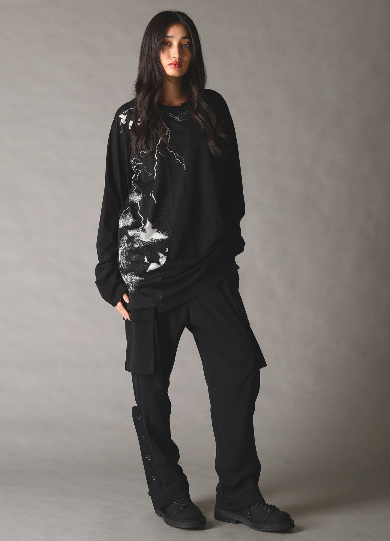 CROW PRINT COTTON JERSEY LONG SLEEVE T