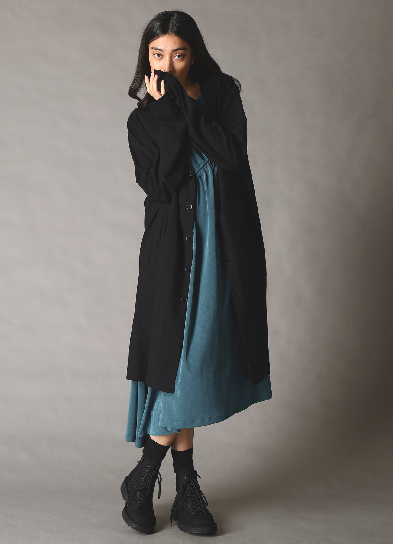 30 HARD TWIST STRETCH JERSEY LONG CARDIGAN
