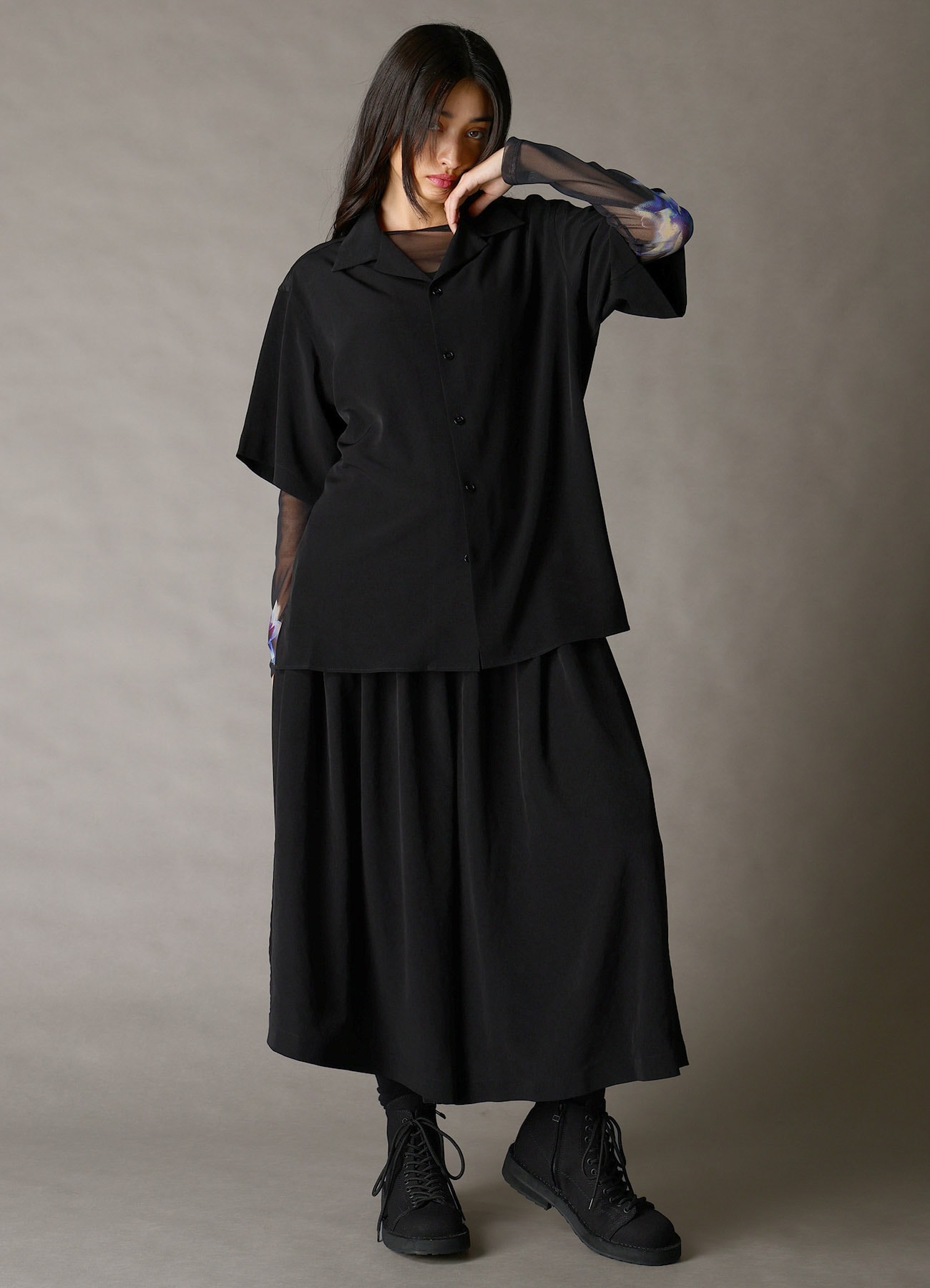 【1/16 10:00 Release】LILY PATTERN SOFT TULLE LONG SLEEVE T