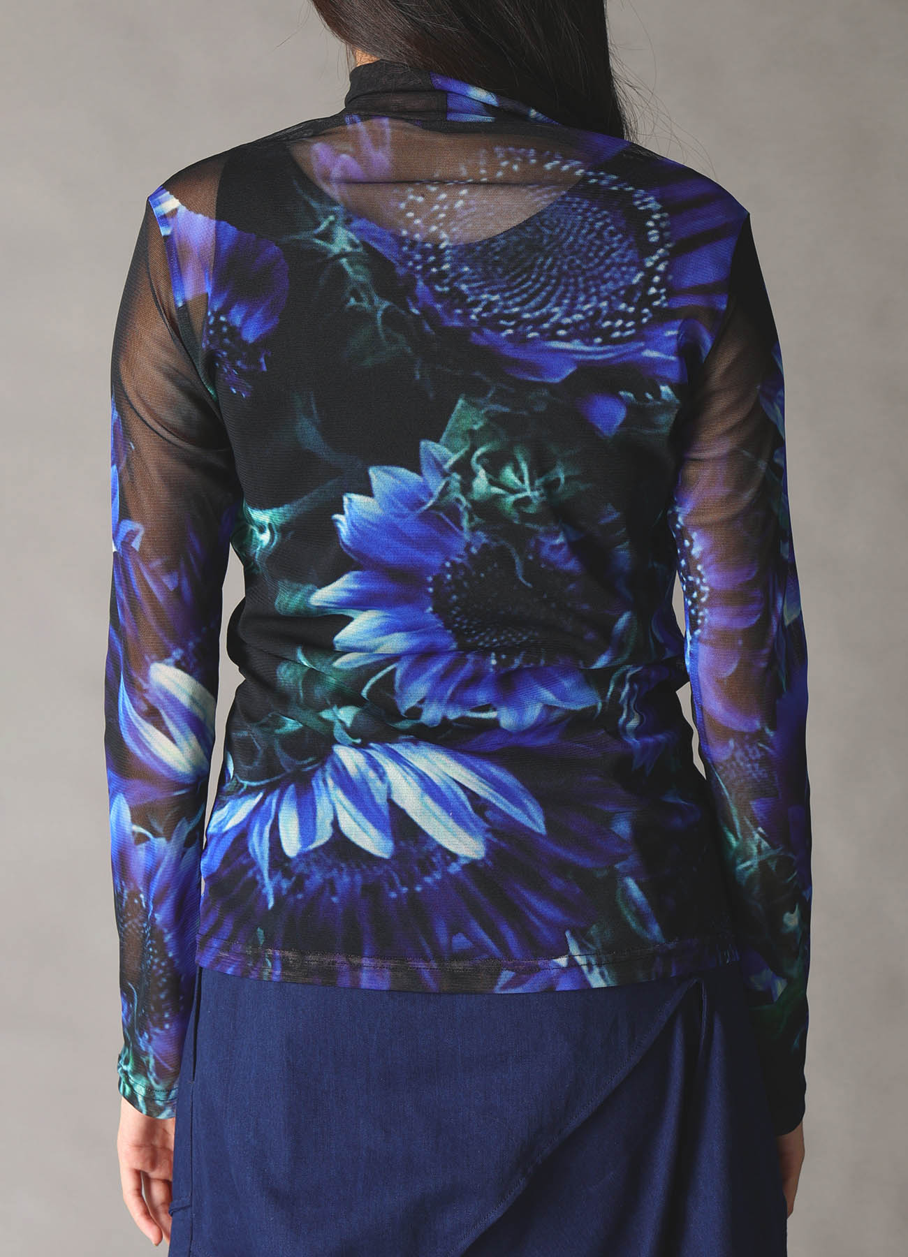 BULE FLOWER PRINT SOFT TULLE