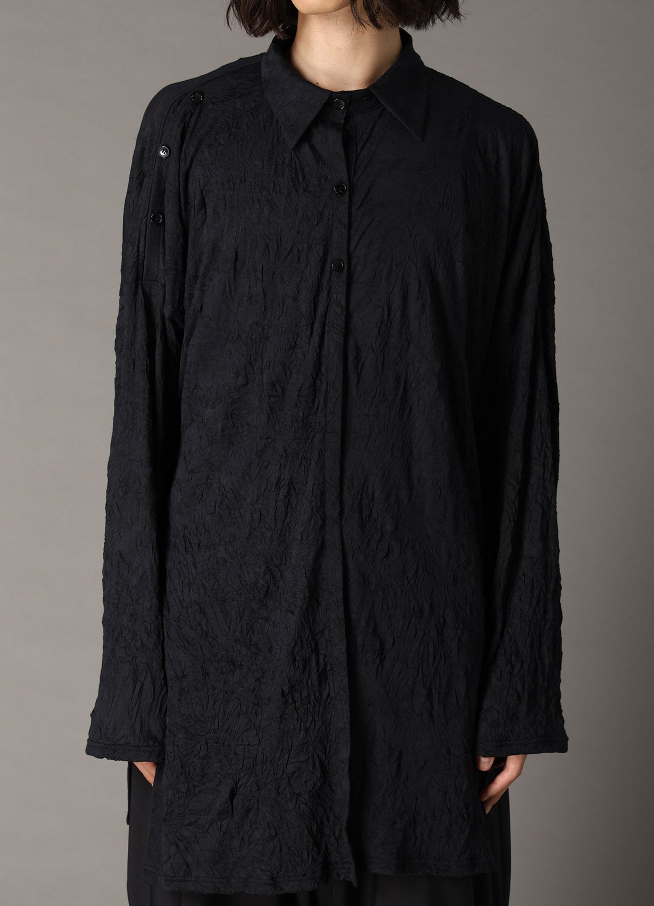 T/C WASHER JERSEY FRONT DRAPE SHIRT