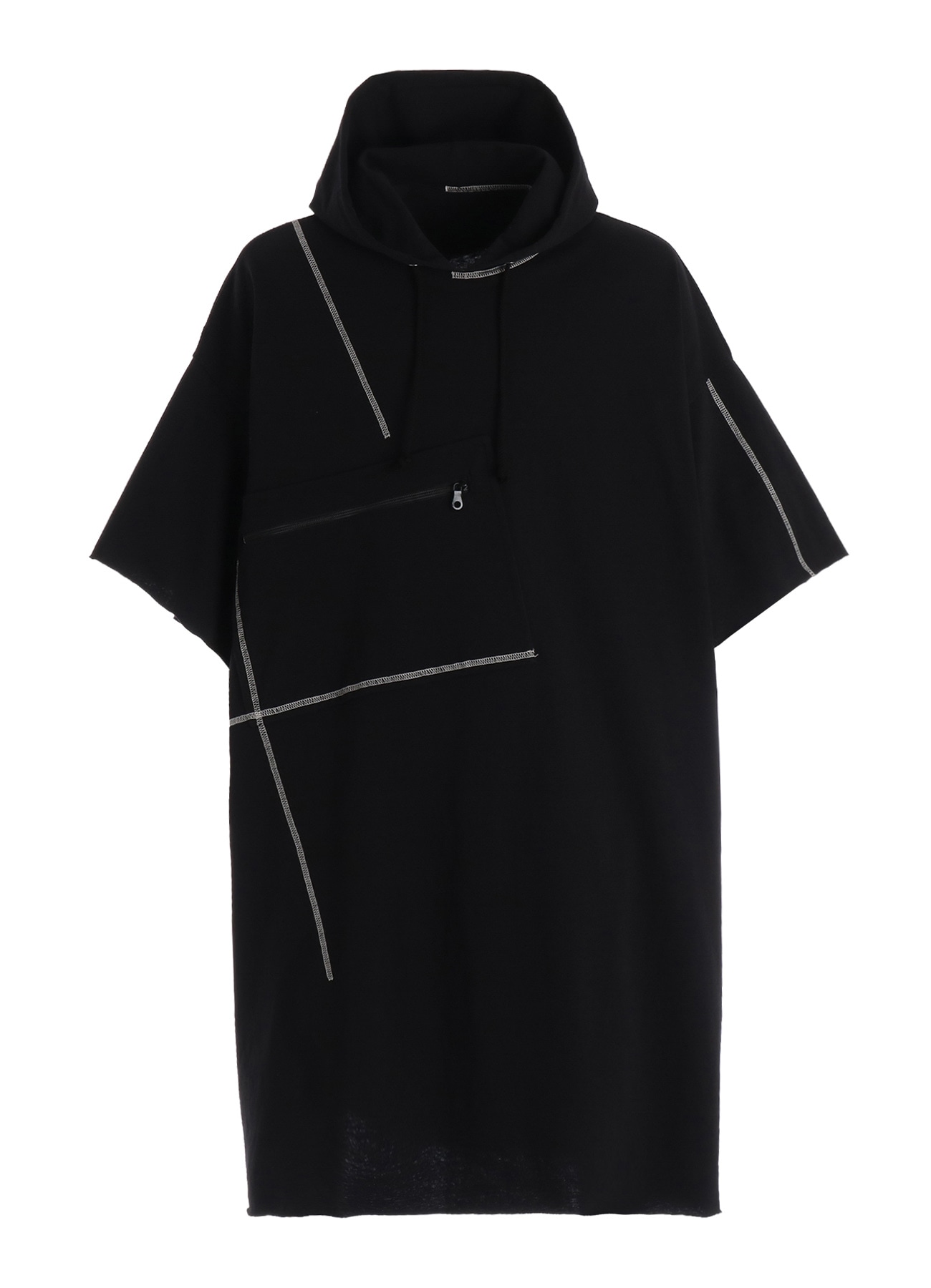 SLUB JERSEY LONG HOODIE WITH CHEST POCKET
