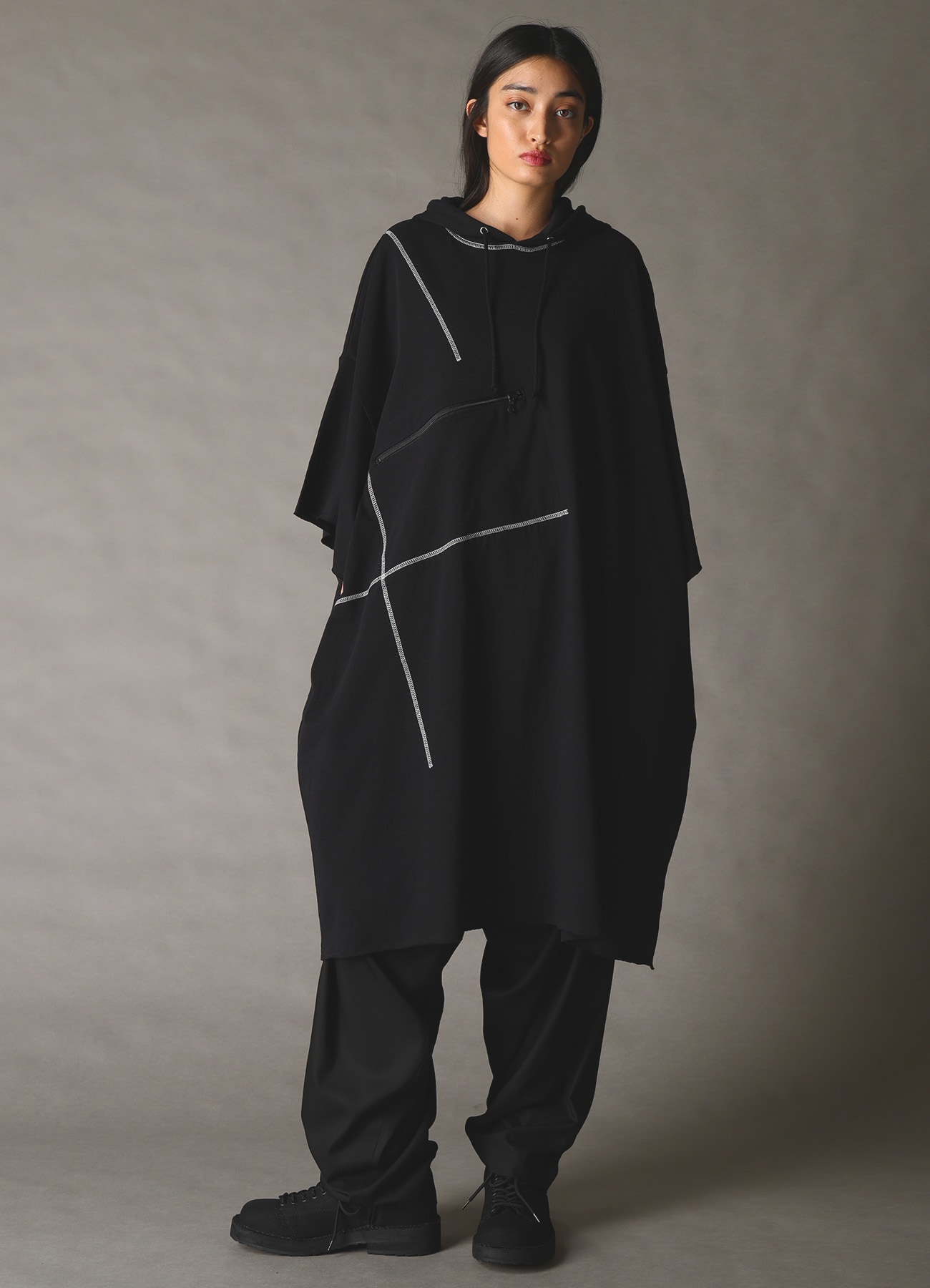 SLUB JERSEY LONG HOODIE WITH CHEST POCKET