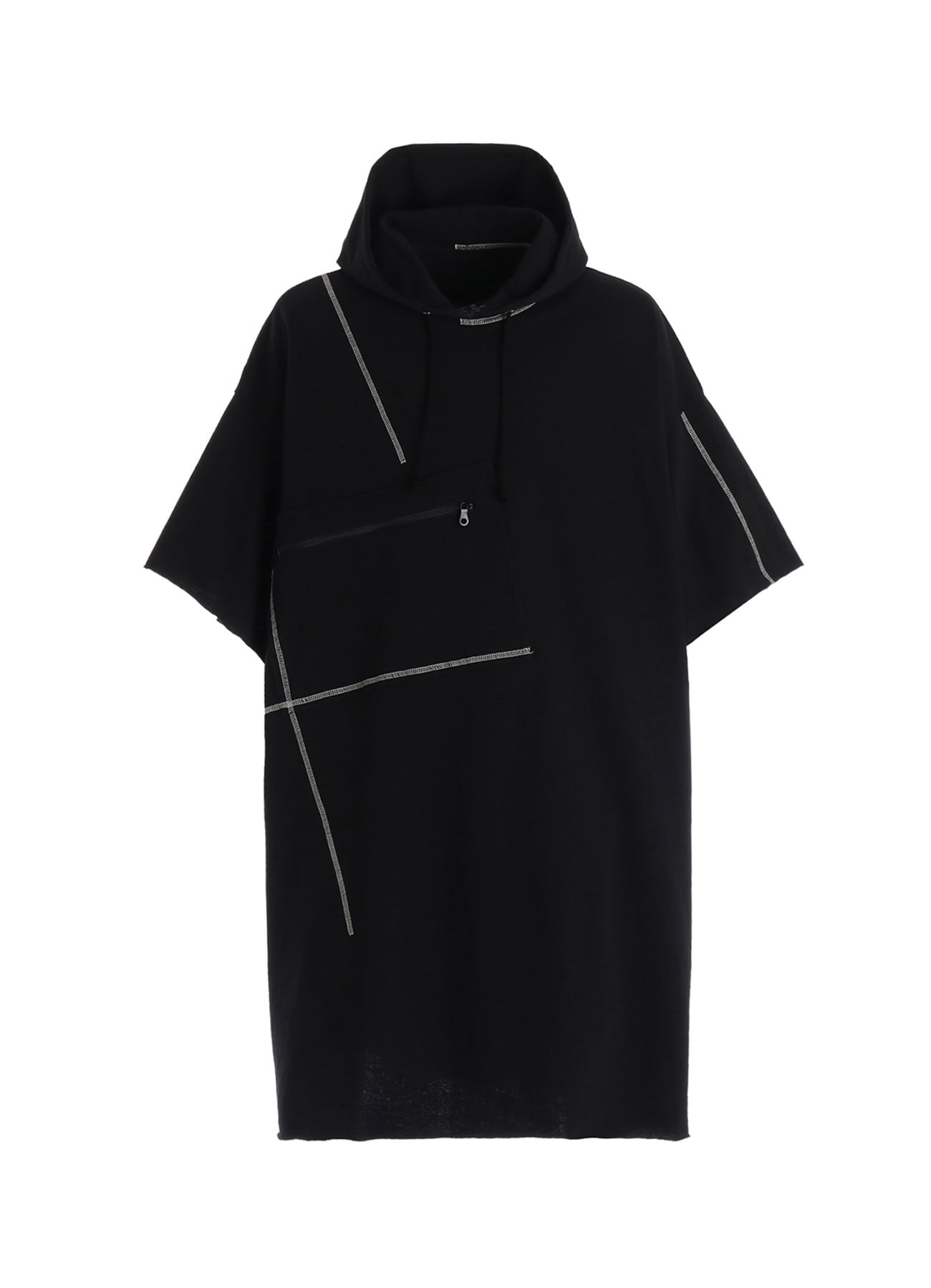 SLUB JERSEY LONG HOODIE WITH CHEST POCKET