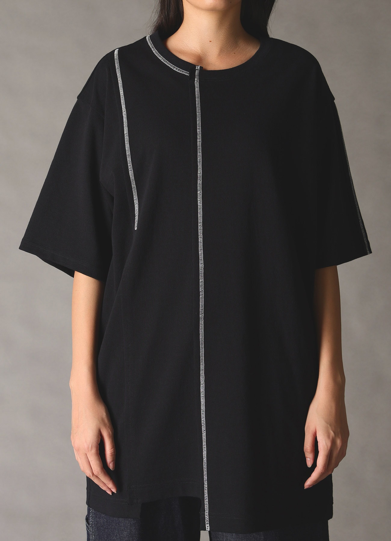 SLUB JERSEY SWITCHING T-SHIRT