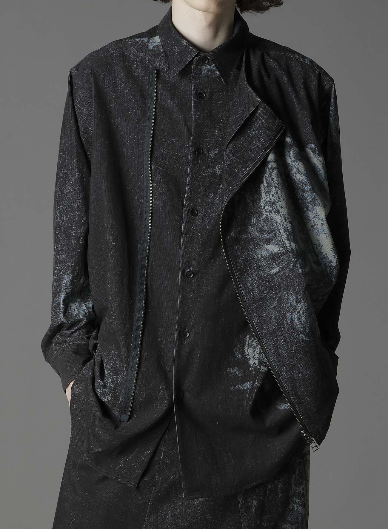 NARROW RIBS CORDUROY OPEN ZIP STANDARD BIG SHIRT