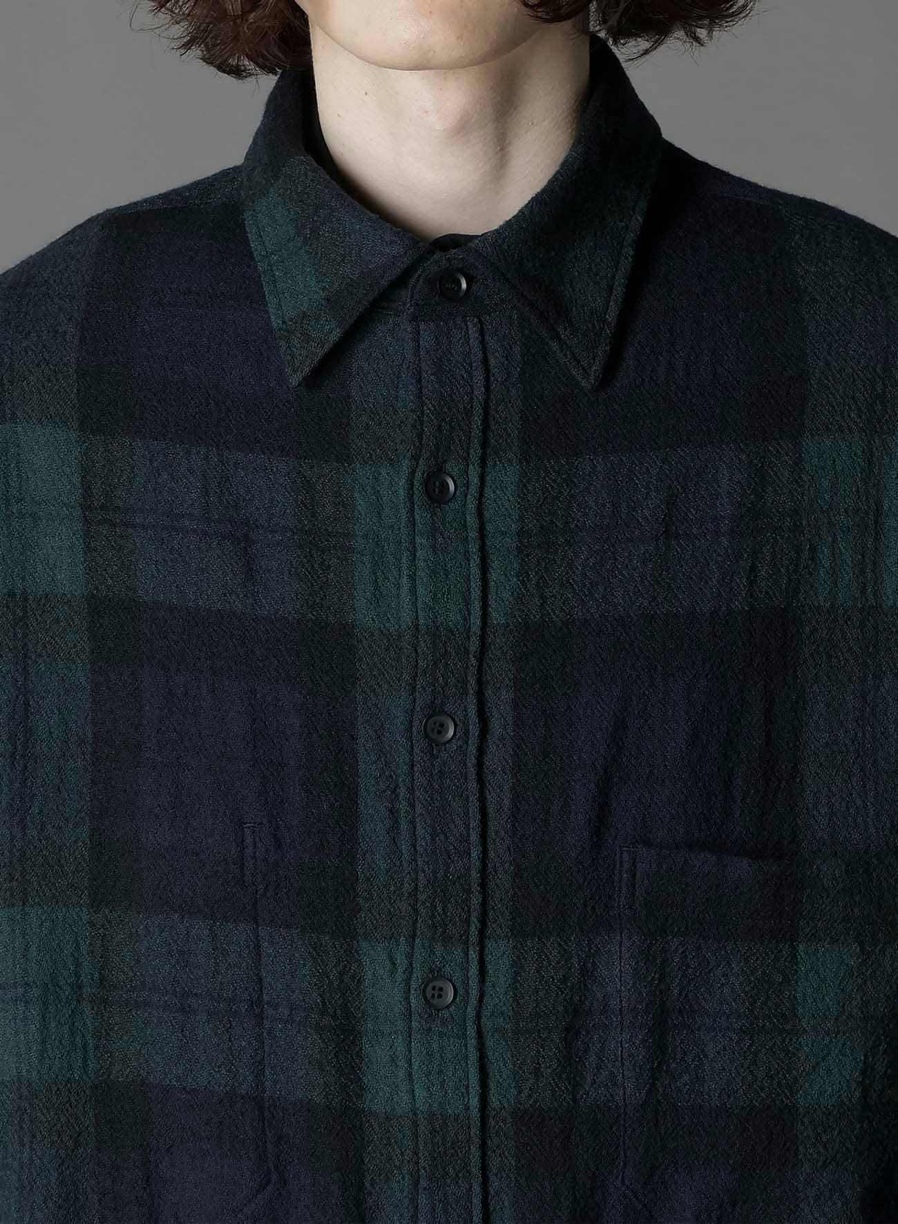BIG REFINE PLAID LONG SHIRT W/WAIST POCKET