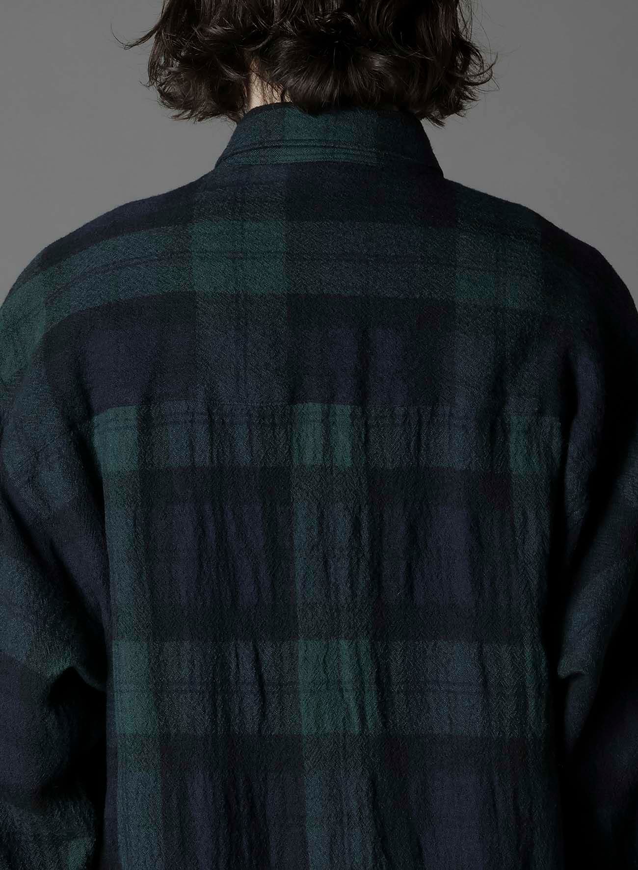 BIG REFINE PLAID LONG SHIRT W/WAIST POCKET
