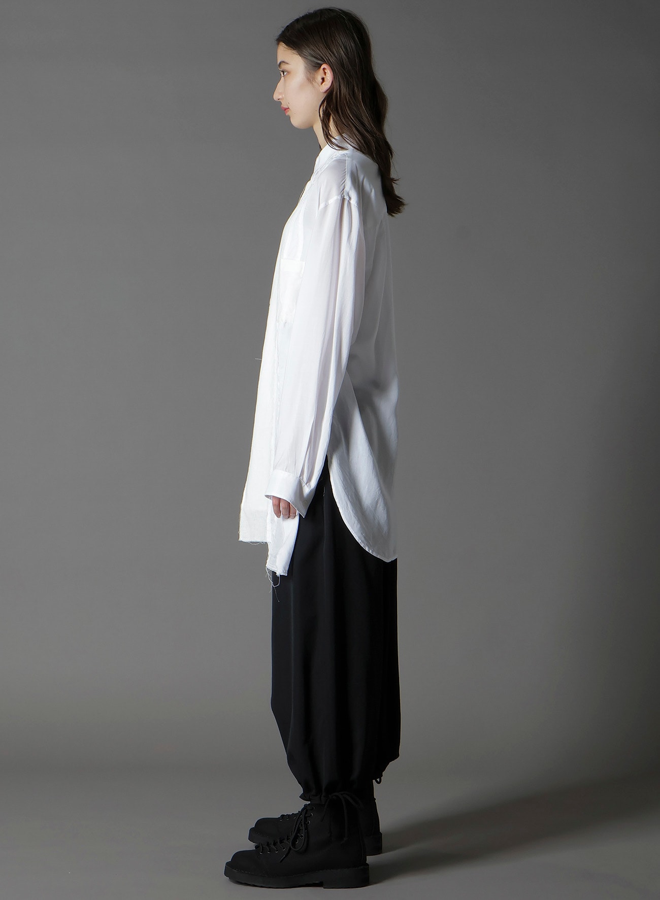 オストビマル品 SWITCHING MATERIAL FRONT PANAL STANDARD WHITE SHIRT(FREE