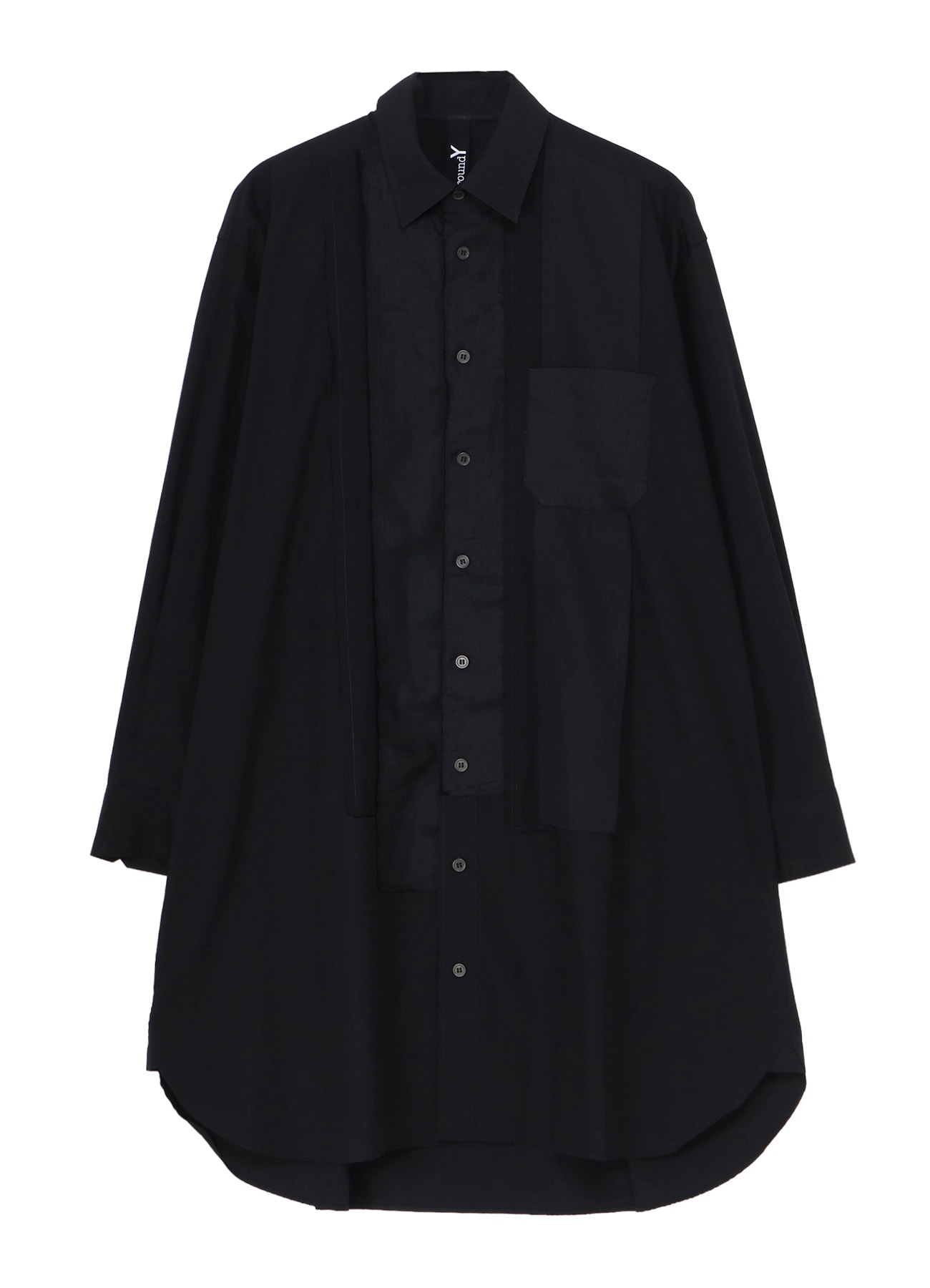 SWITCHING MATERIAL FRONT PANAL STANDARD BLACK SHIRT