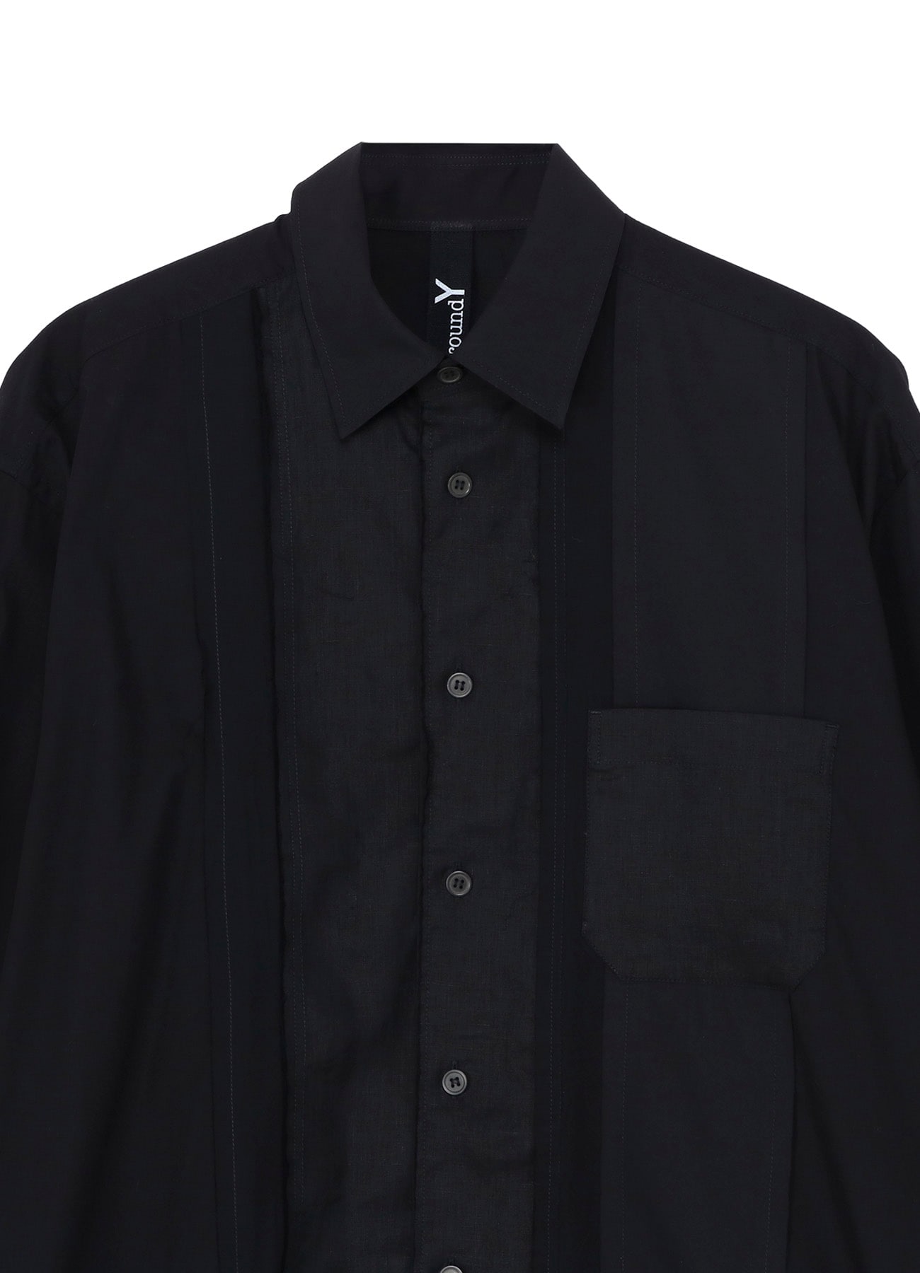 SWITCHING MATERIAL FRONT PANAL STANDARD BLACK SHIRT