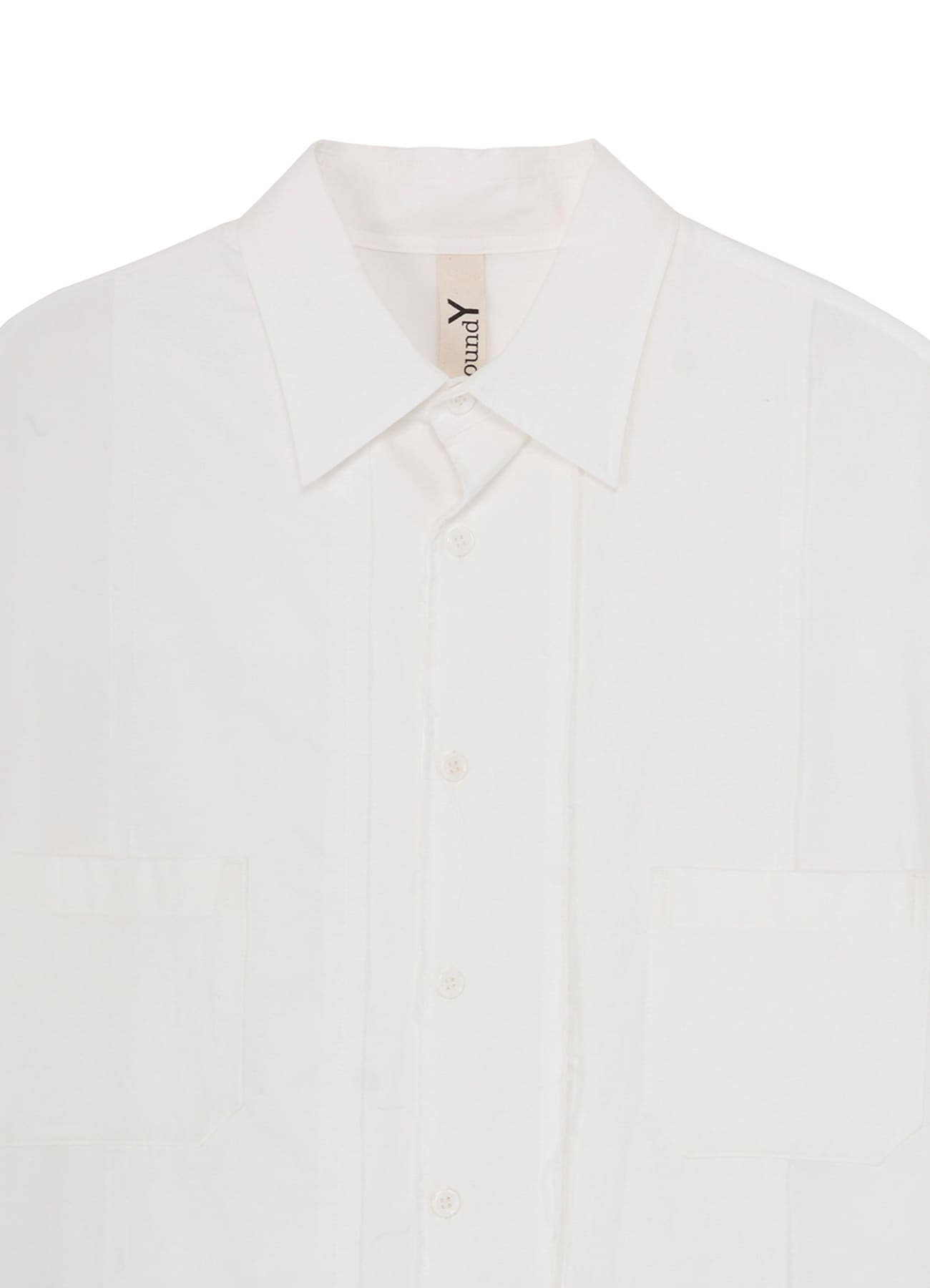 SWITCHING MATERIAL PATCHWORK WHITE SHIRT
