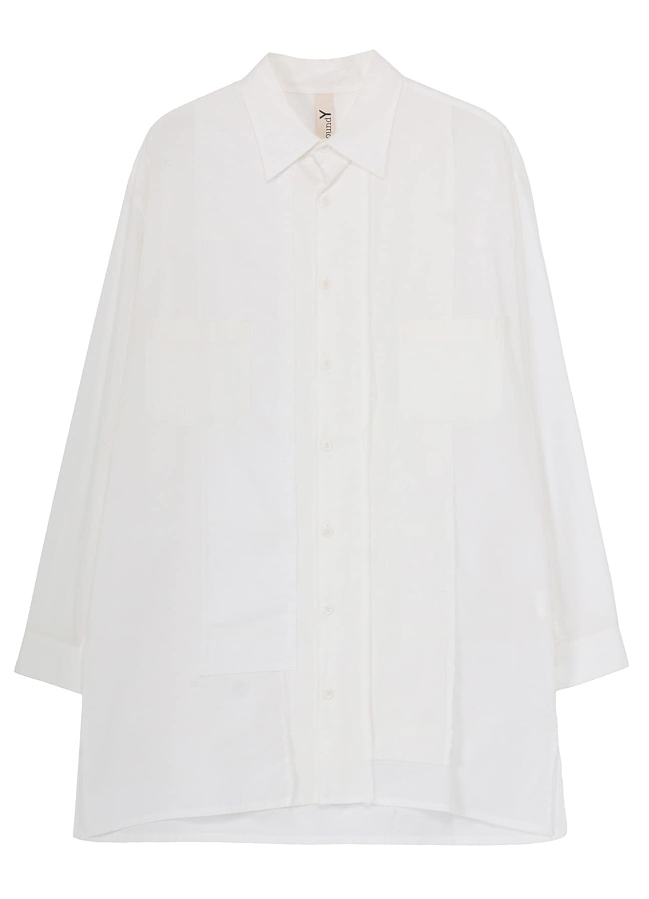 SWITCHING MATERIAL PATCHWORK WHITE SHIRT